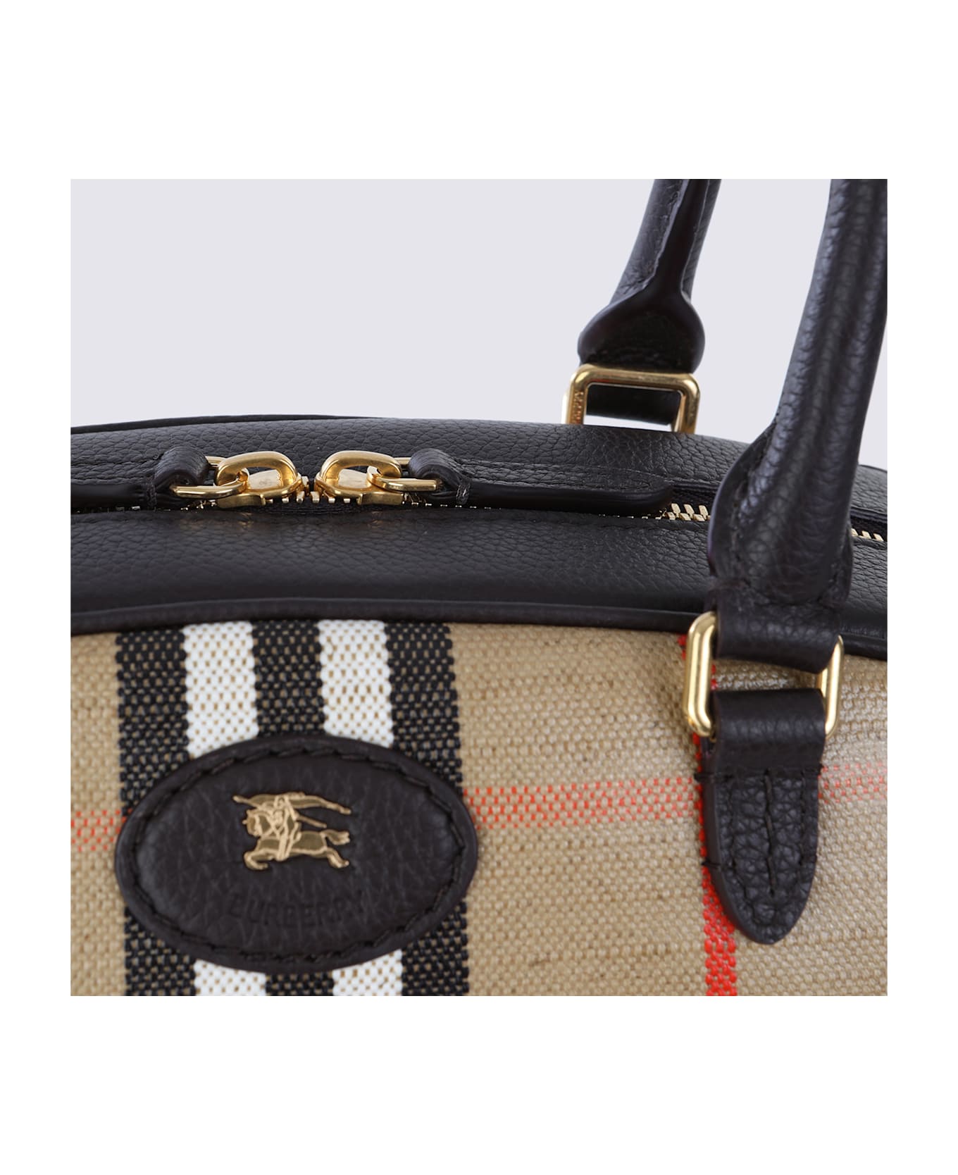 Burberry Brown Highland Bowling Top Handle Bag - SAND