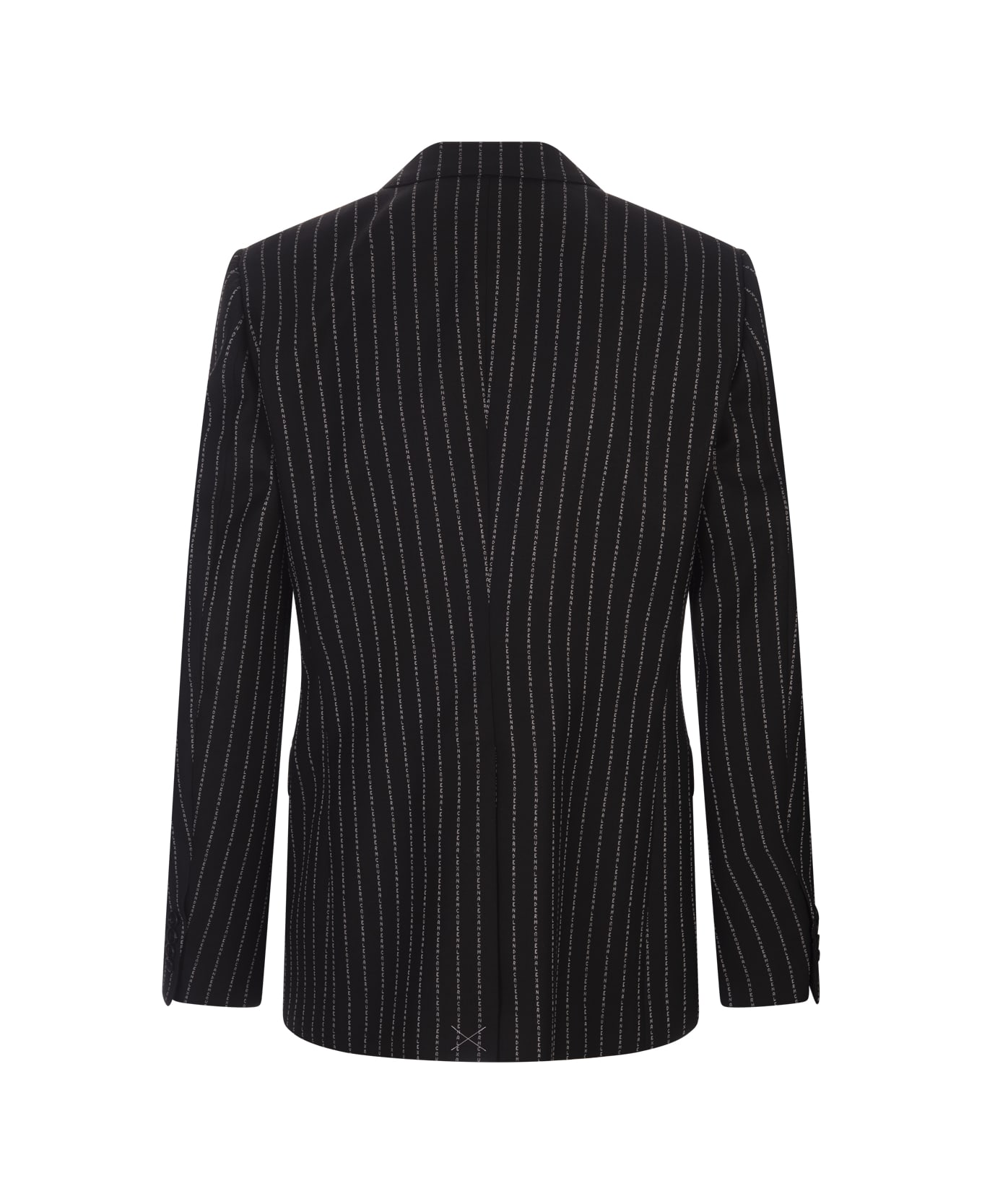 Alexander McQueen Black Pinstripe Jacket With Lettering Logo - Black ブレザー