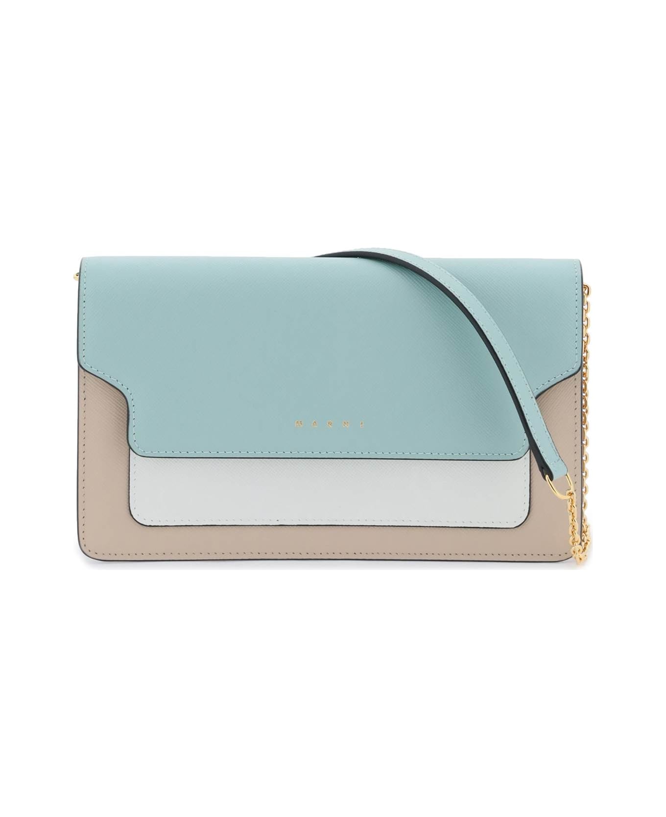 Marni Wallet With Shoulder Strap - TEA GREEN LIMESTONE LCAMEL (Beige)