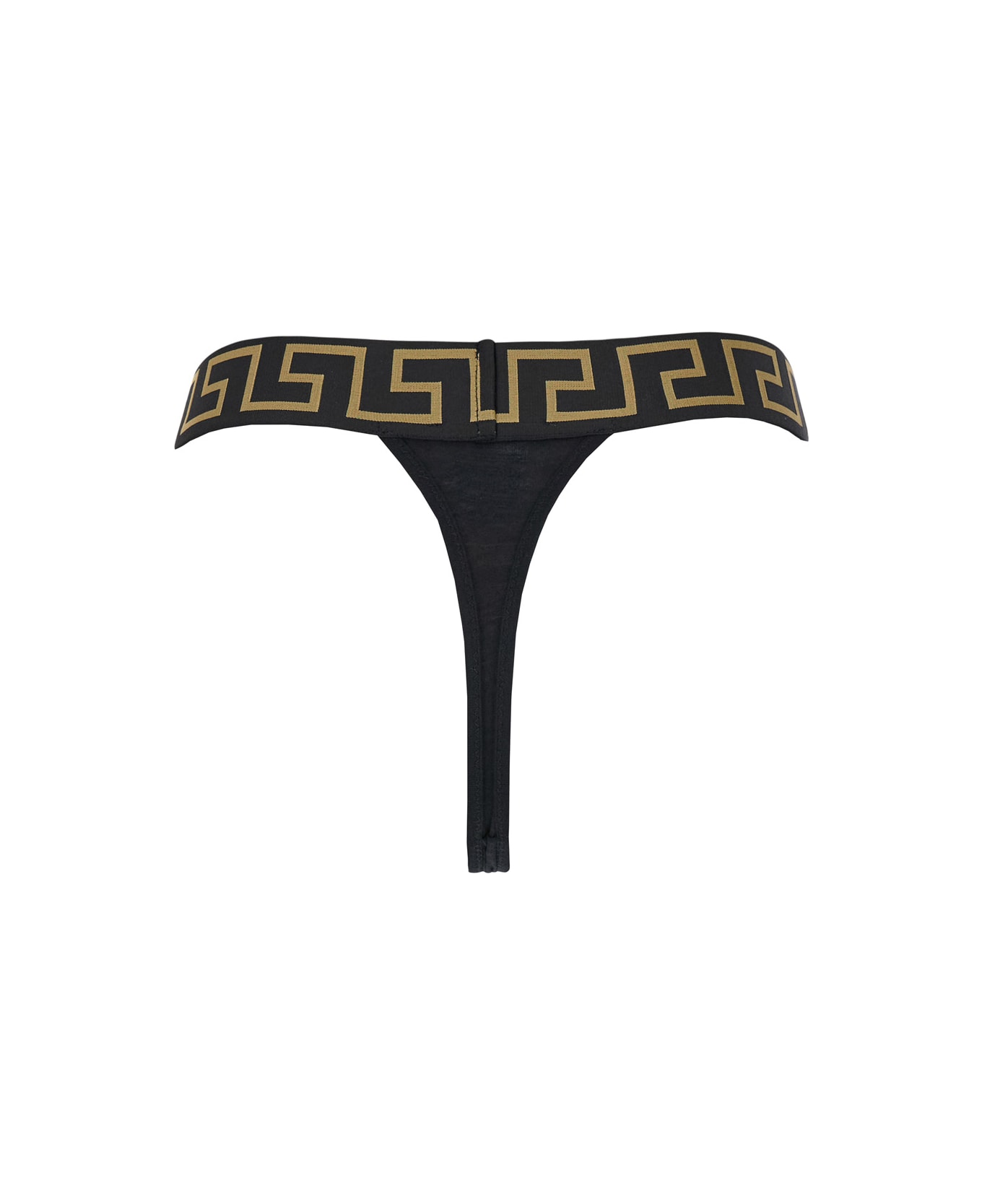 Versace Black Underwear With Greca And Medusa Detail In Stretch Cotton Woman - Nero