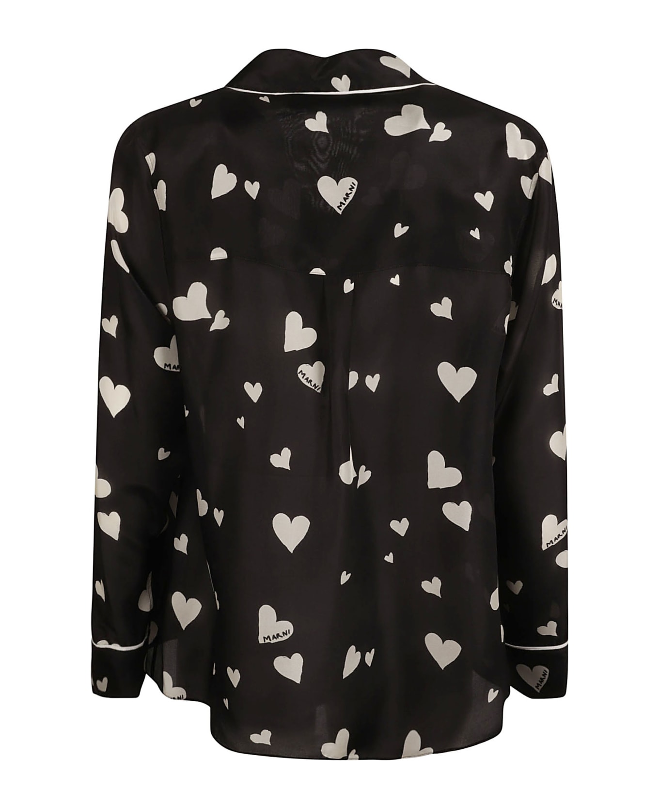 Marni Heart Printed Pajama Shirt - Black