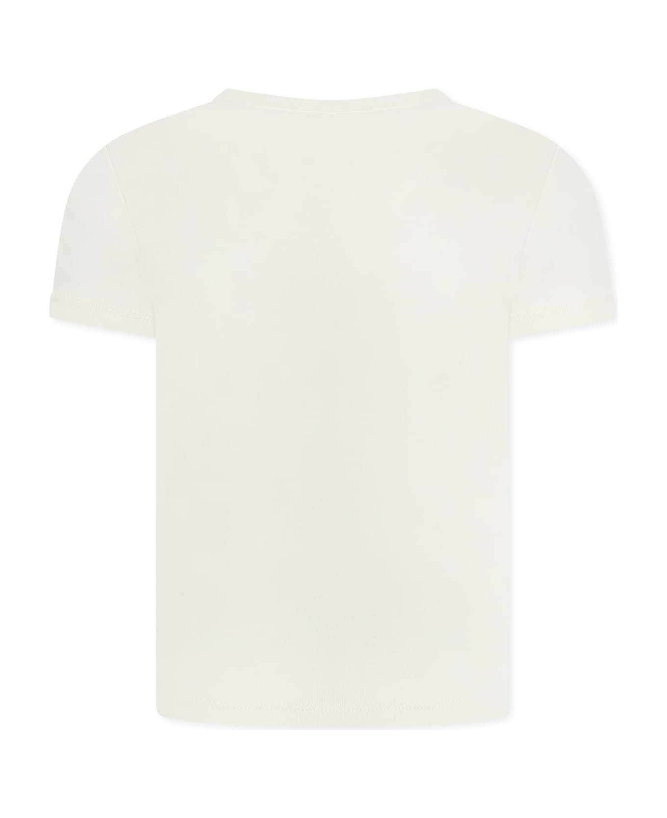 Mini Rodini Ivory T-shirt For Kids With Cats - Ivory