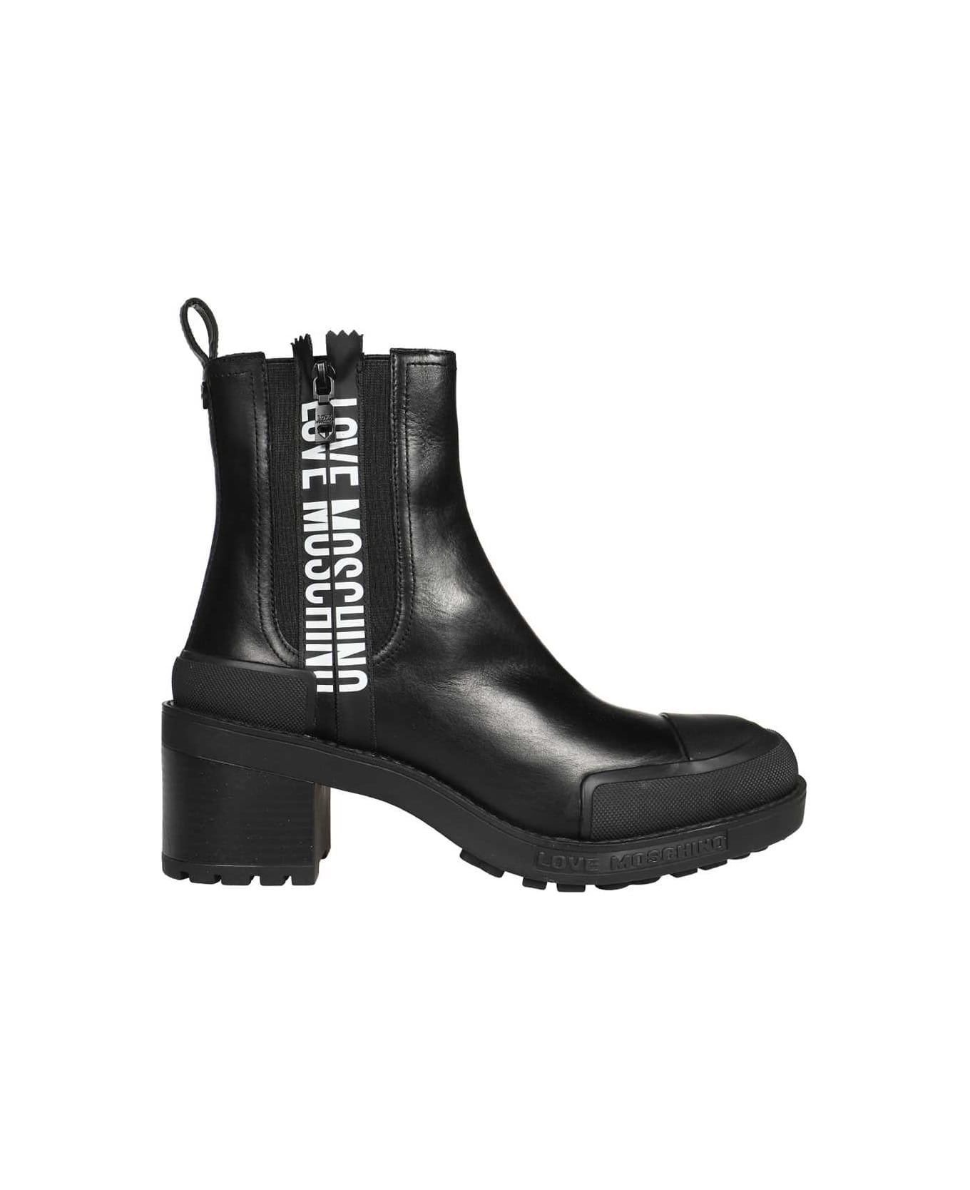 Love Moschino Leather Ankle Boots - black ブーツ