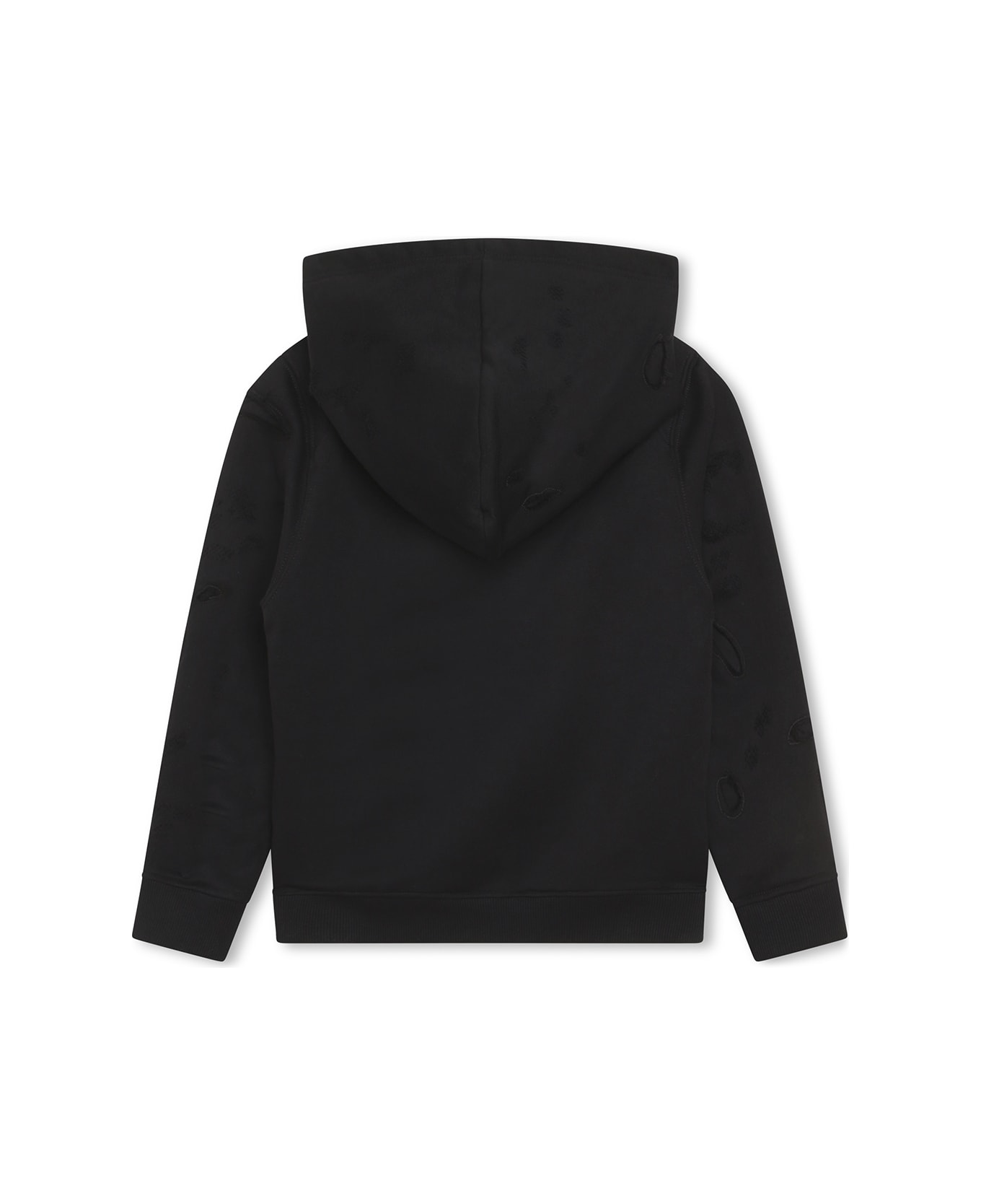 Givenchy Black Hoodie With Logo And Distressed Effect - Black