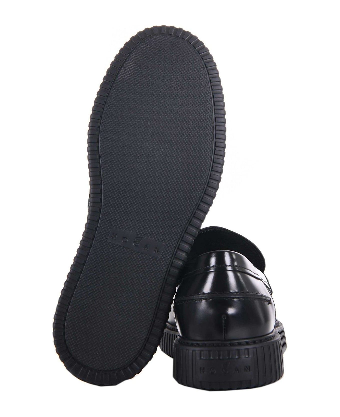 Hogan Front Mask Flat Shoes - Black