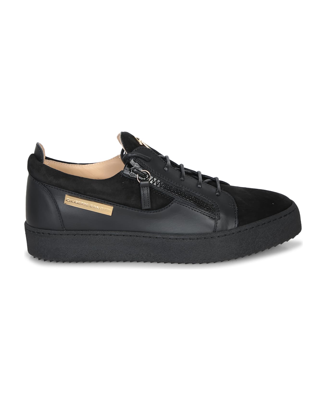 Giuseppe Zanotti Zip Logo Black-gold Sneakers - Black