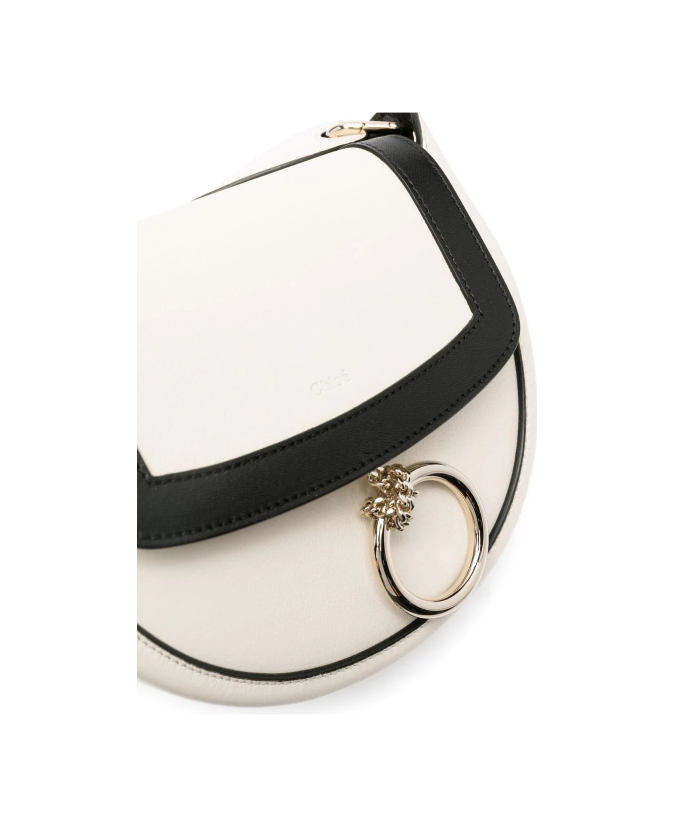Chloé Arlène Small Shoulder Bag In White And Black - White