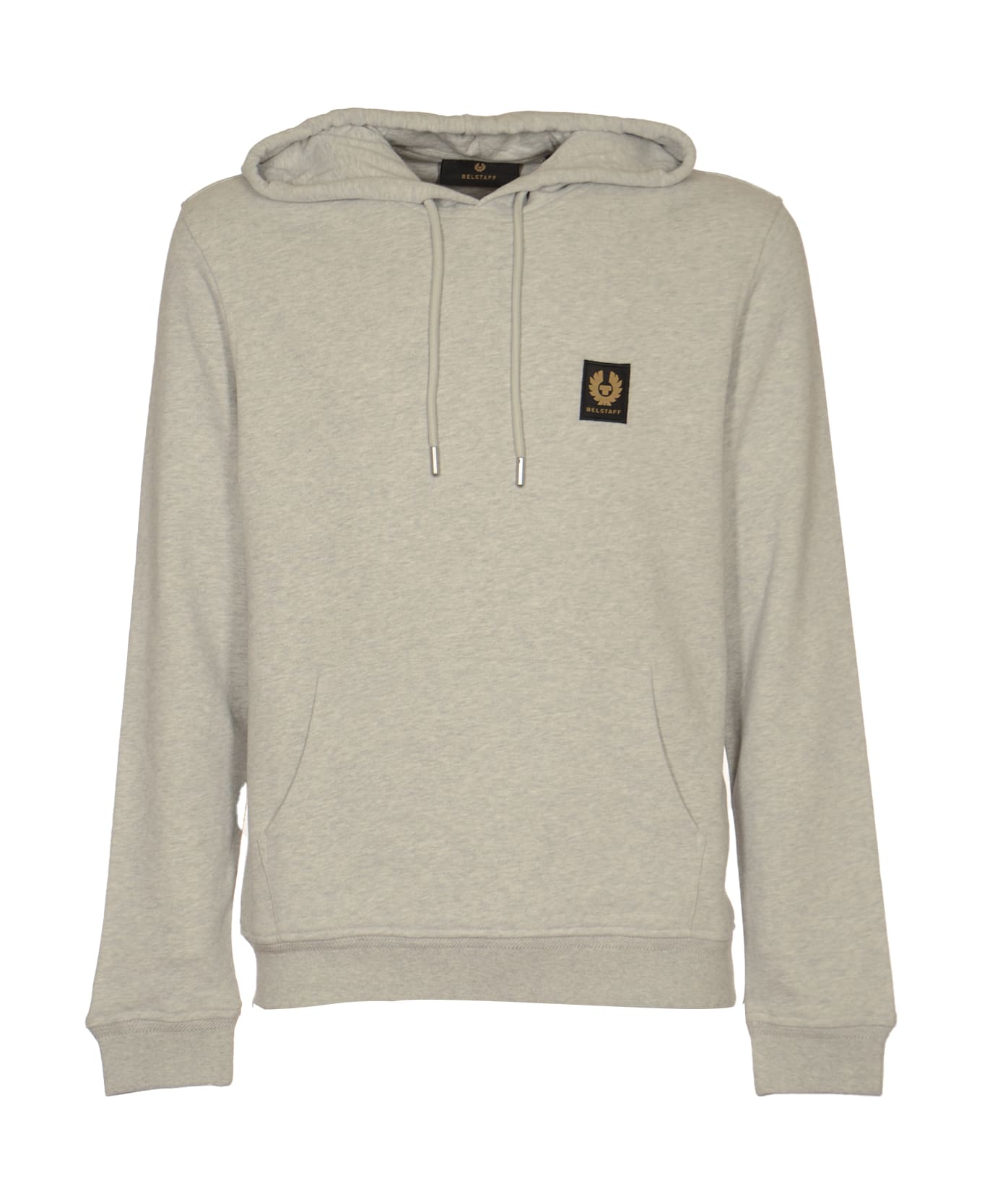 Belstaff Logo Patched Rib Trim Hoodie - Old Silver Heather
