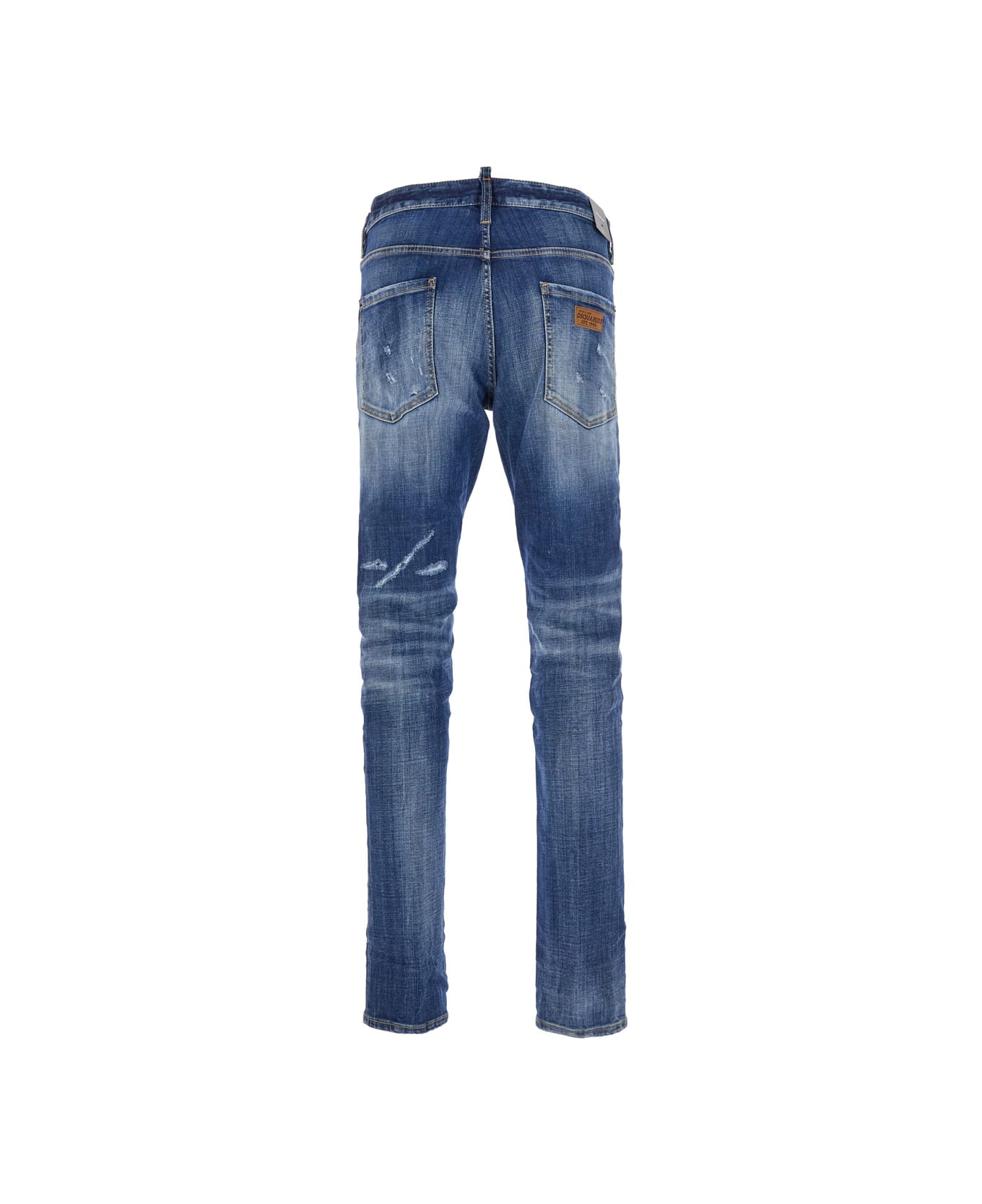 Dsquared2 'cool Guy' Blue Five-pocket Jeans With Logo Patch In Stretch Cotton Denim Man - Blu