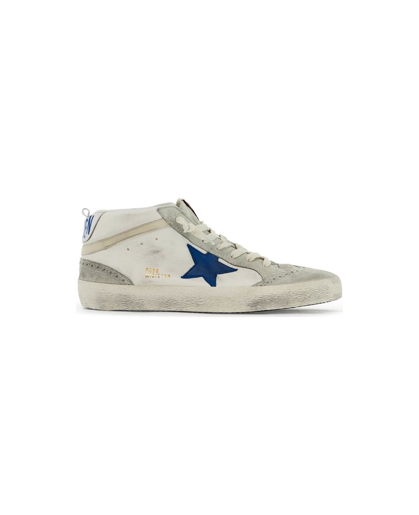 Golden Goose Mid Star Sneakers By - WHITE/BLUE/SILVER (White)