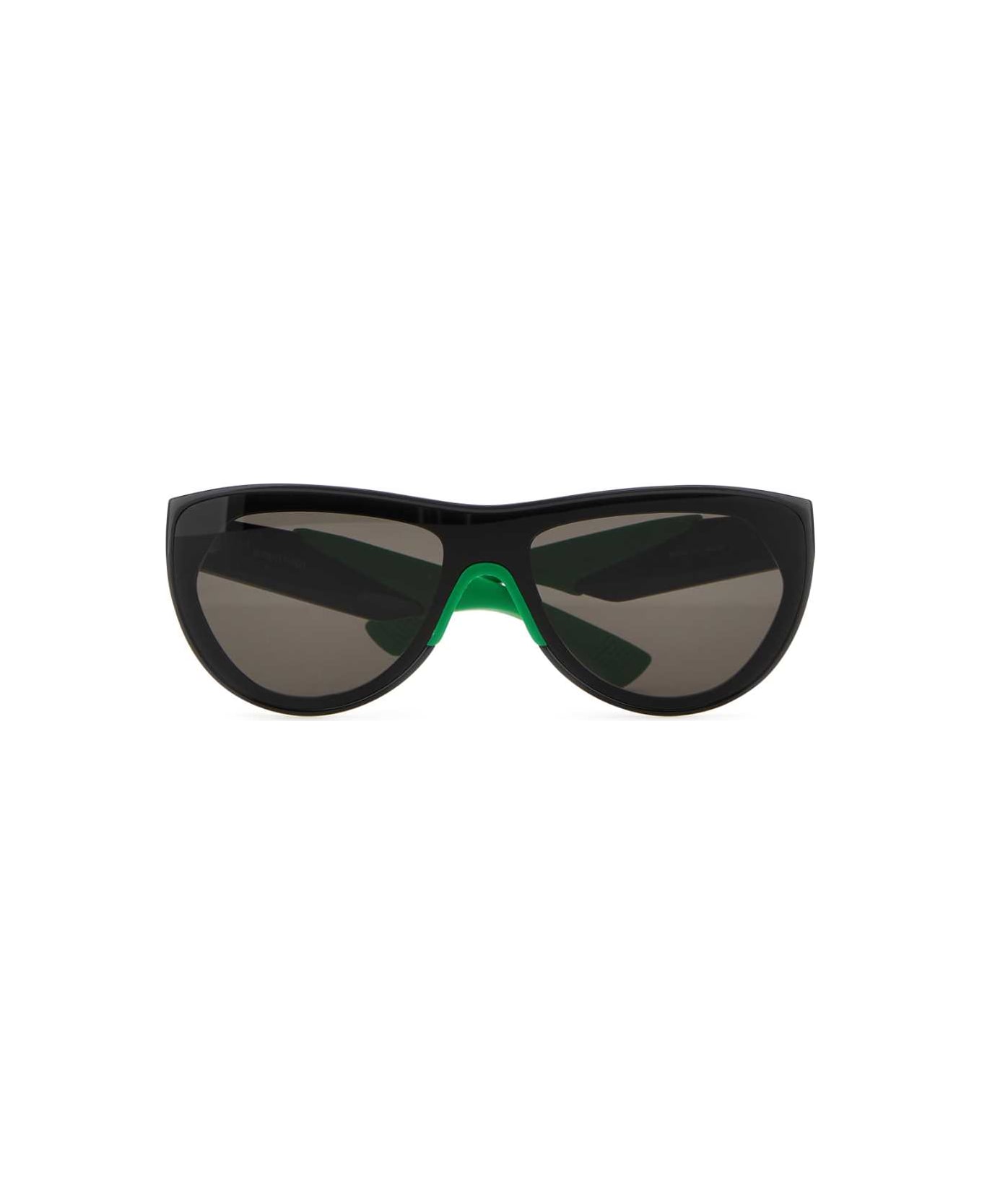 Bottega Veneta Two-tone Acetate And Rubber Mitre Sunglasses - BLACKGREY サングラス