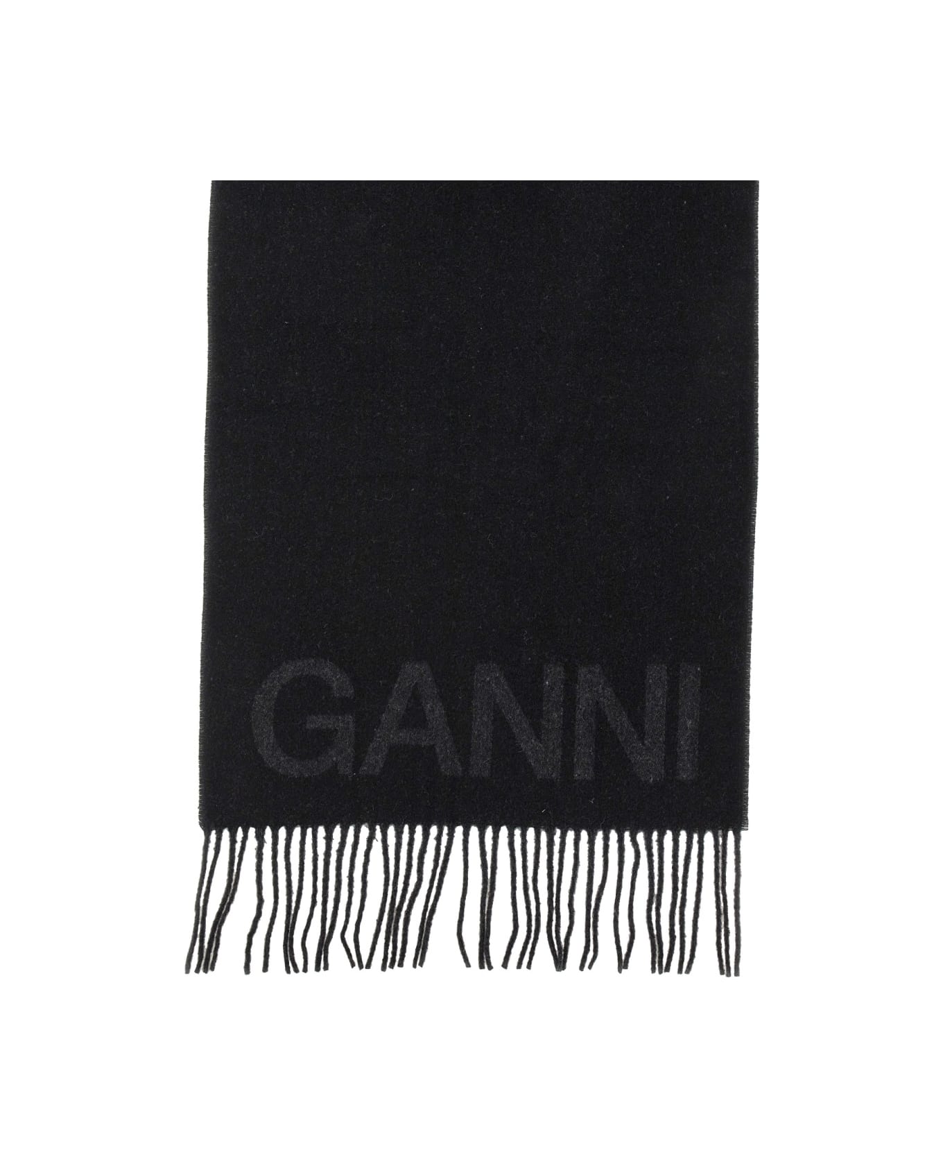 Ganni Sciarpa Con Logo - BLACK