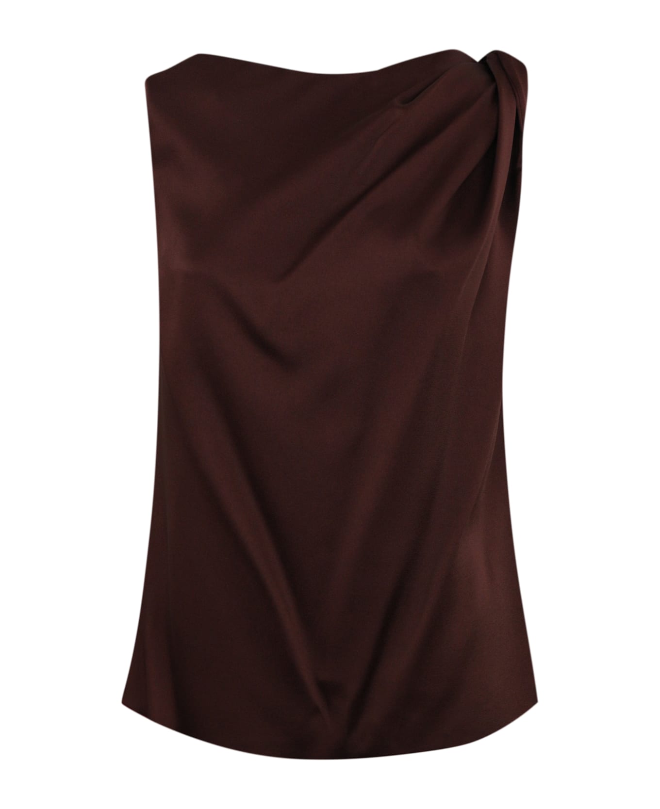 Liviana Conti Knot Shoulder Blouse In Viscose - Ribes nero