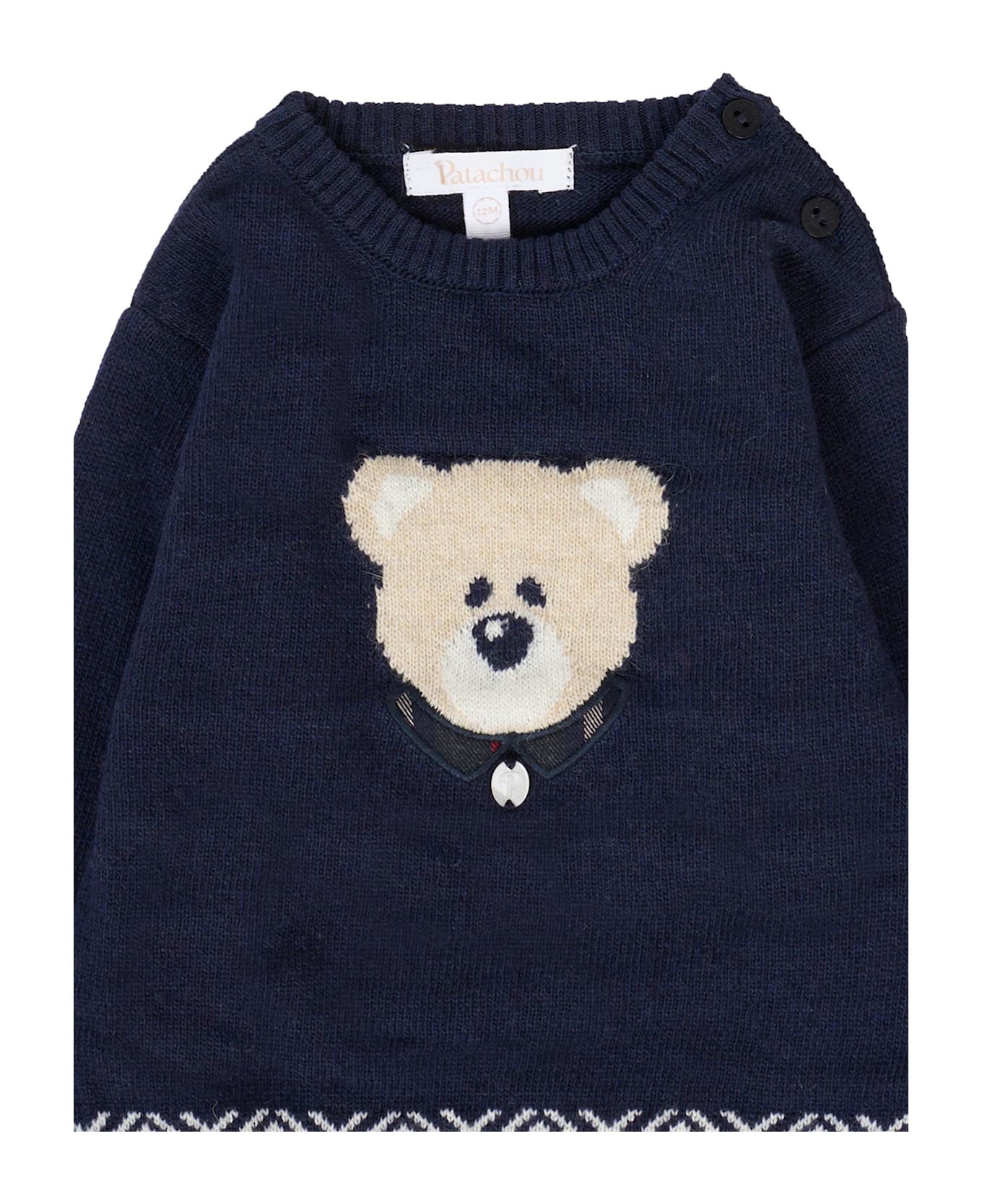 Patachou Blue Sweater For Baby Boy With Bear - Blue