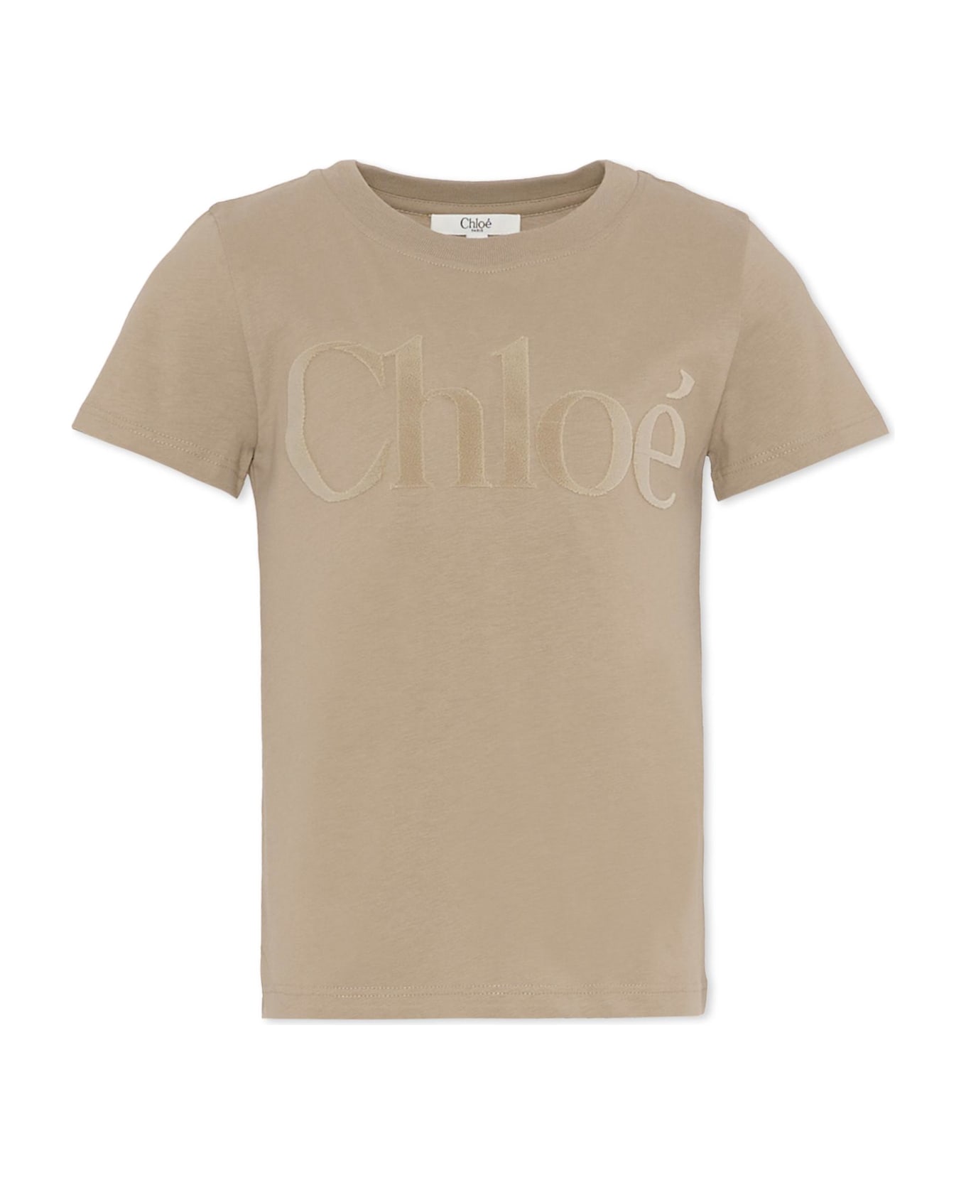 Chloé Grey T-shirt For Girl With Velvet Logo - Grey