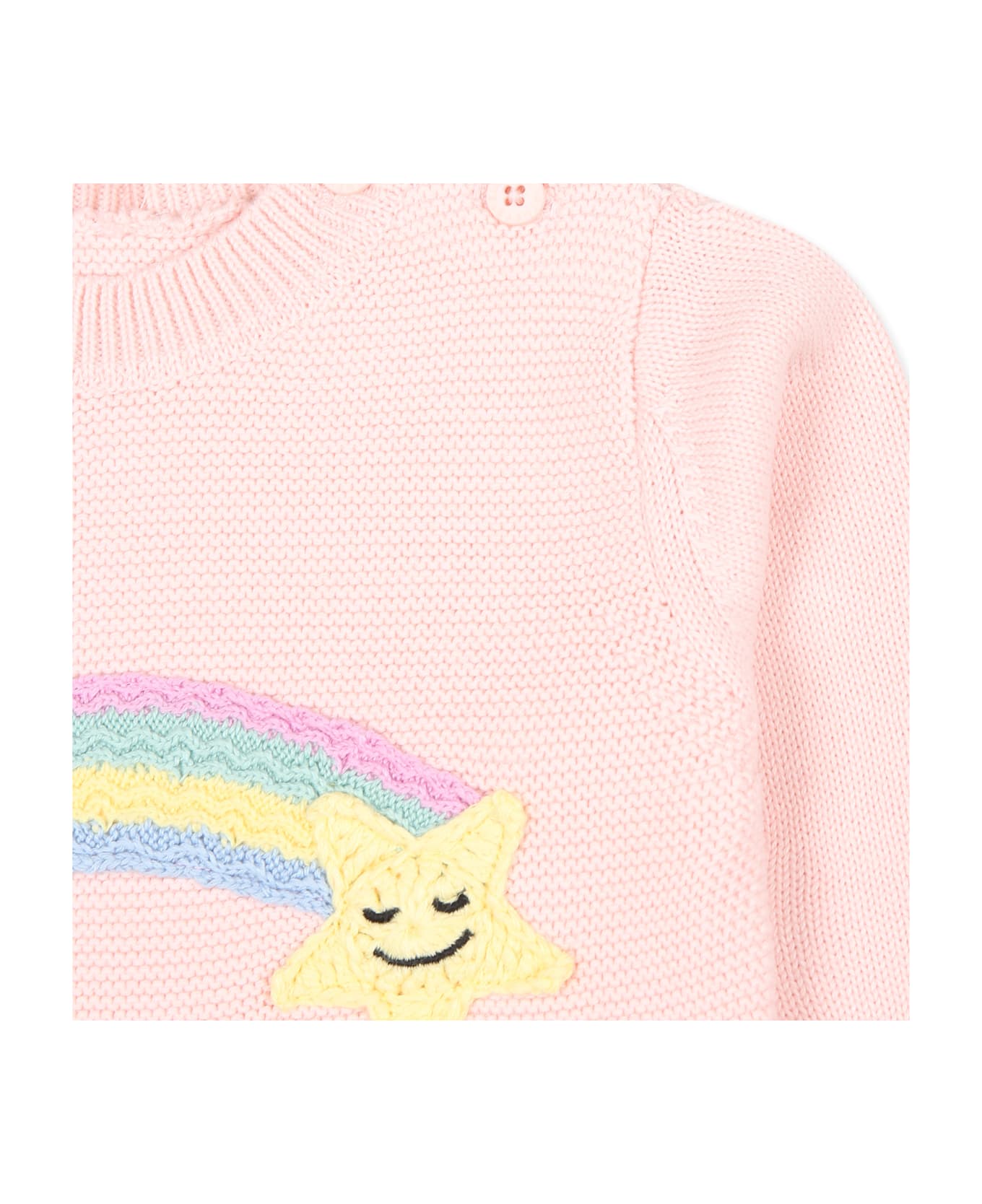 Stella McCartney Kids Pink Sweater For Baby Girl With Rainbow - Pink