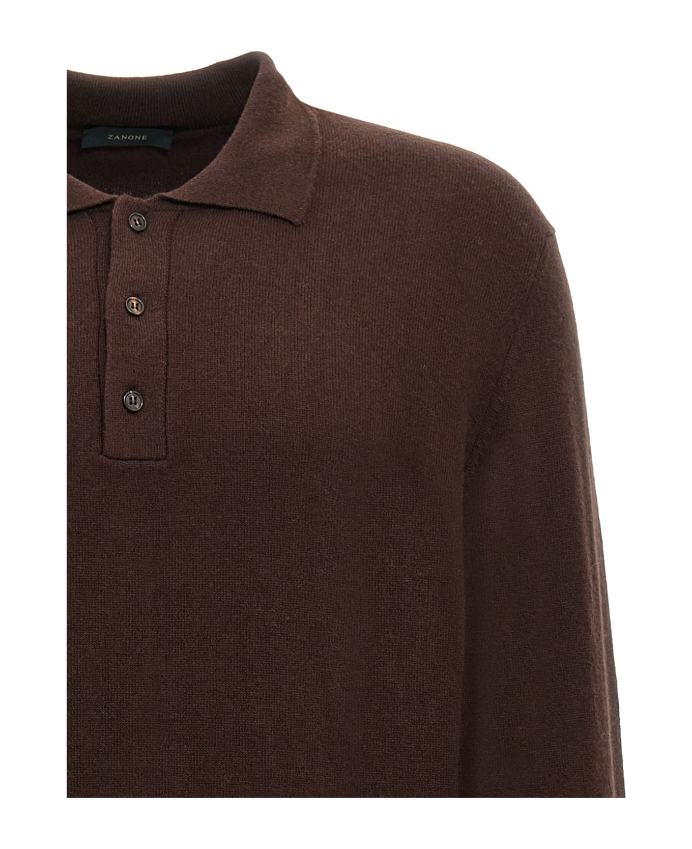 Zanone Cashmere Wool Polo Shirt - Brown