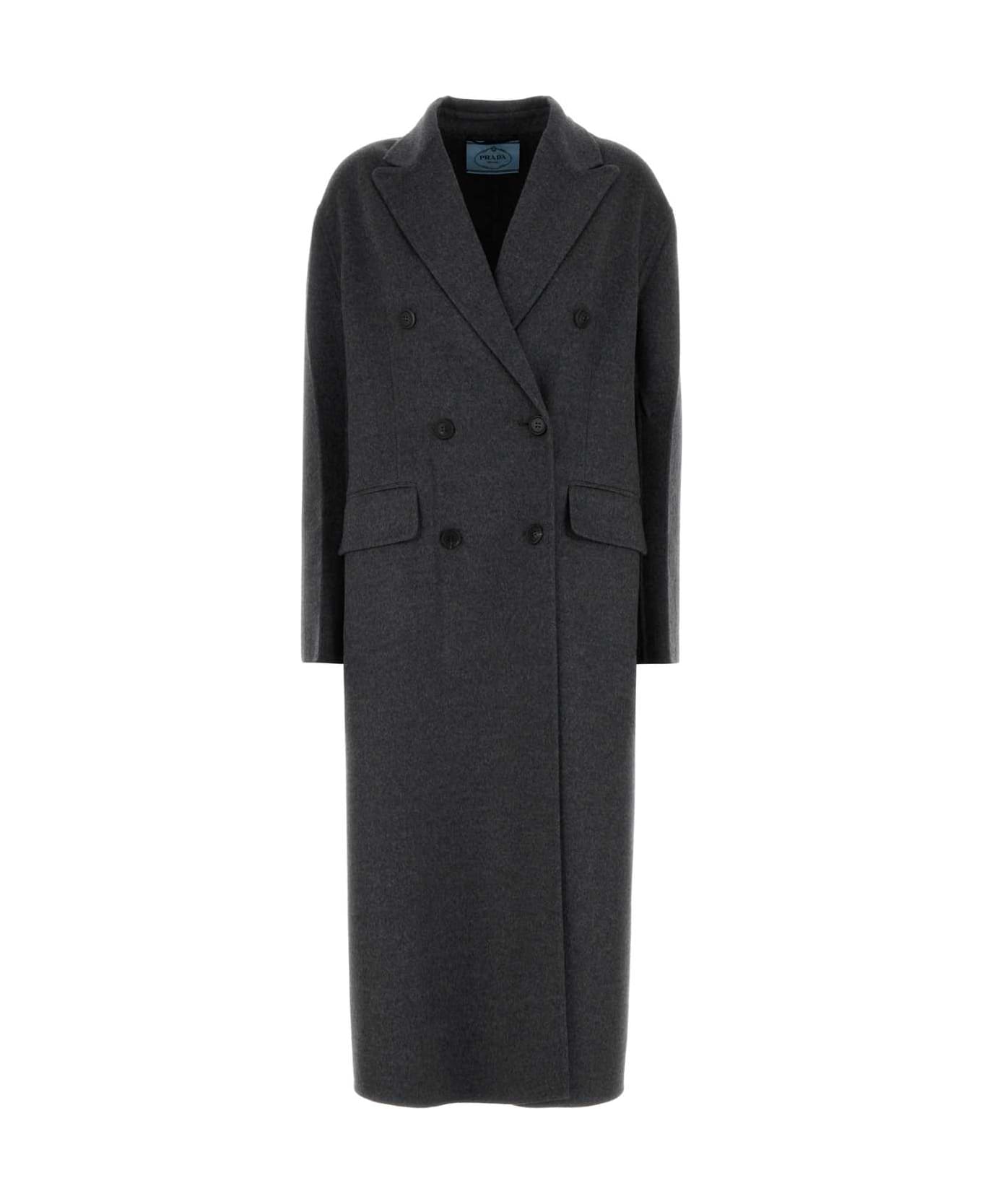 Prada Dark Grey Wool Blend Coat - ARDESIA