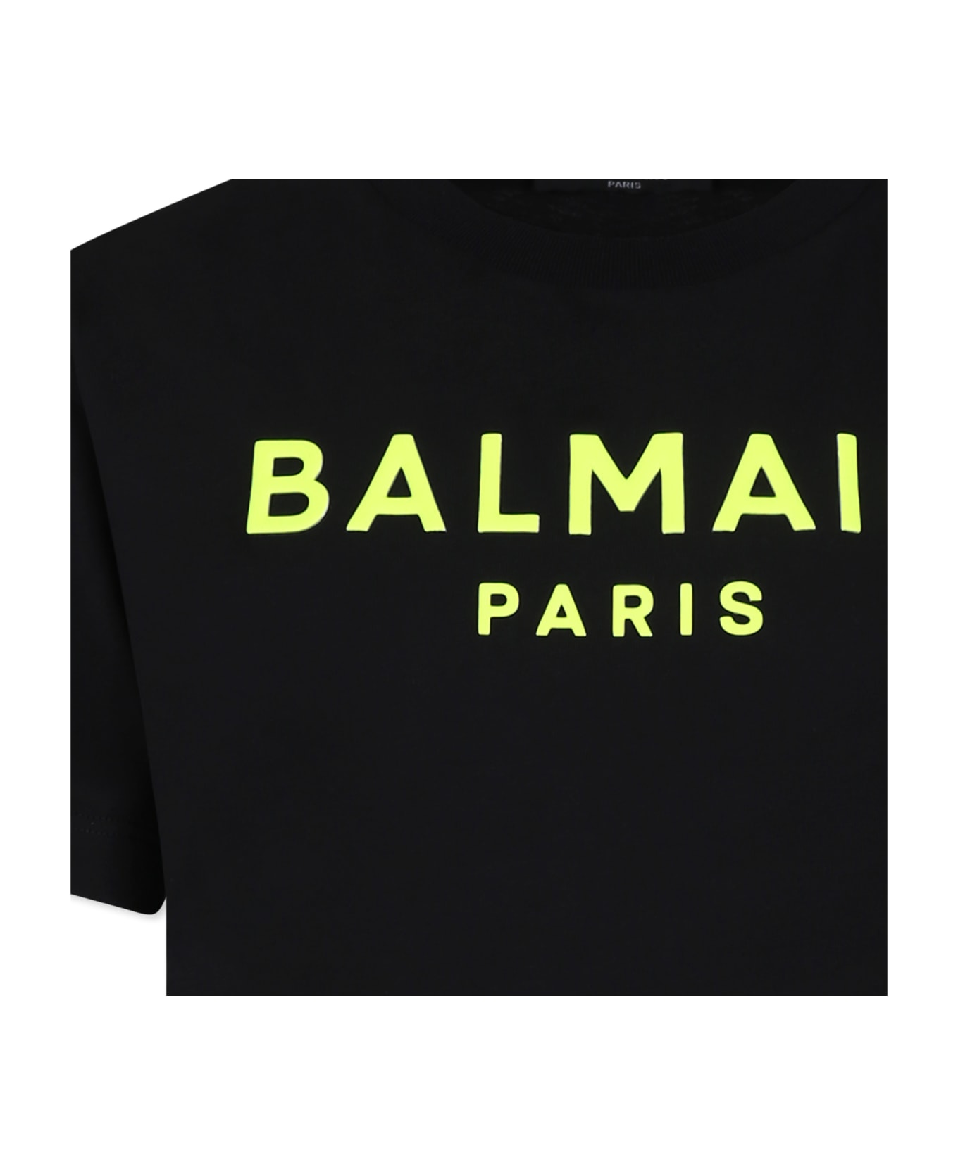 Balmain Black T-shirt For Kids With Logo - Black