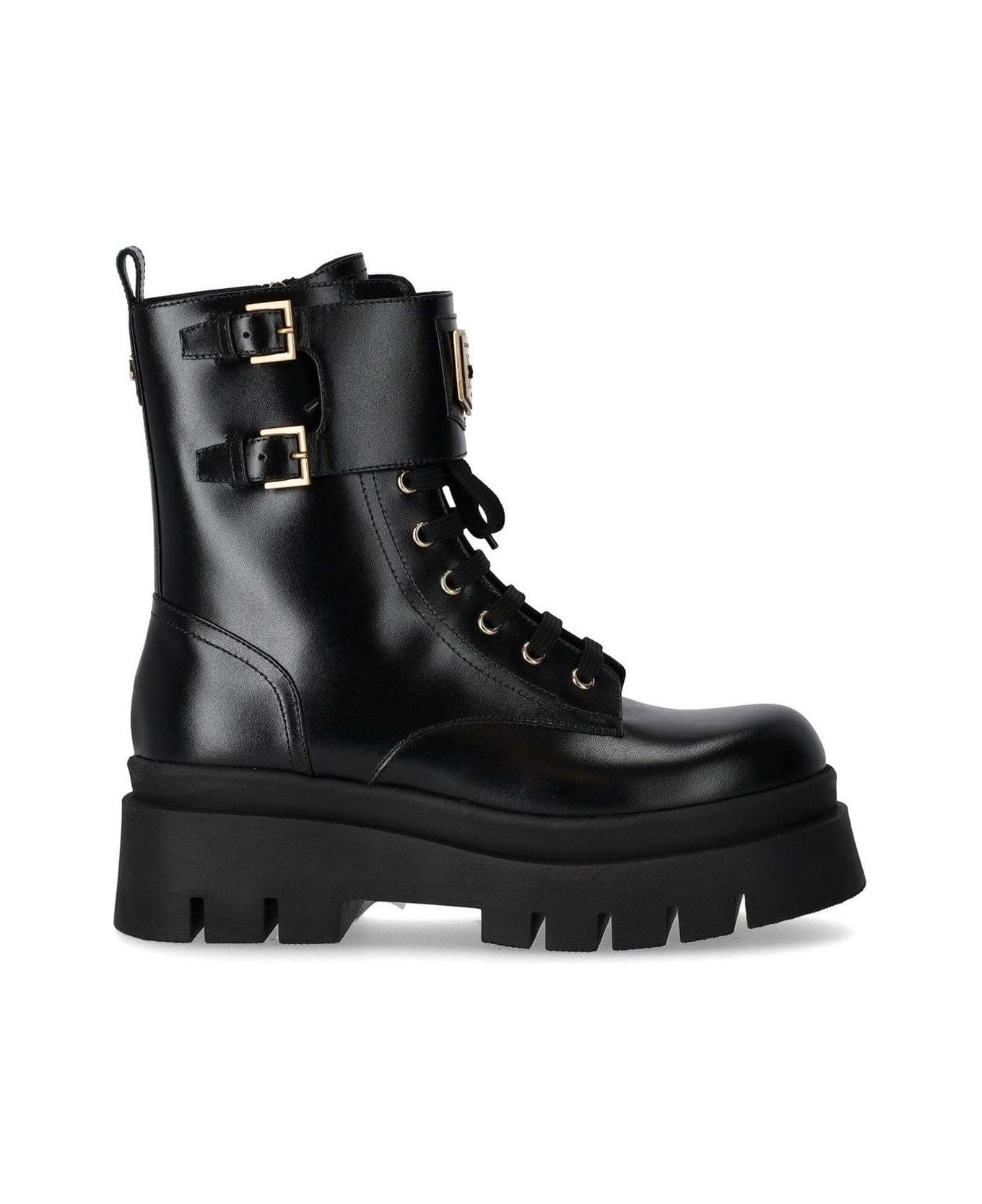 Elisabetta Franchi Logo Plaque Combat Boots - Nero