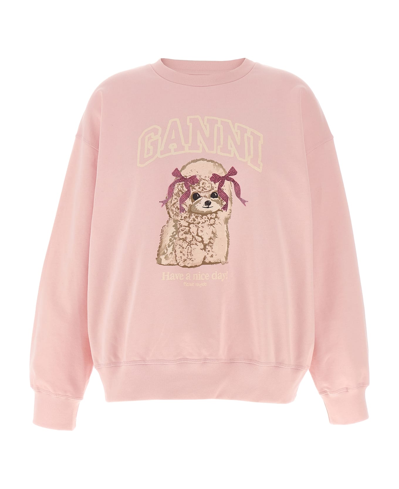 Ganni Front Print Sweatshirt - Pink