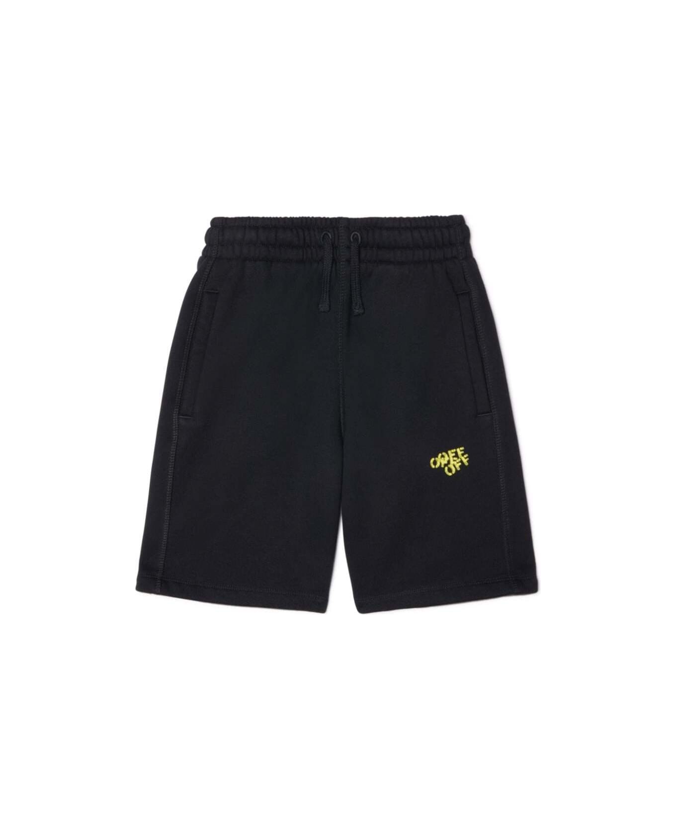 Off-White Black Shorts With Drawstring In Cotton Boy - Black