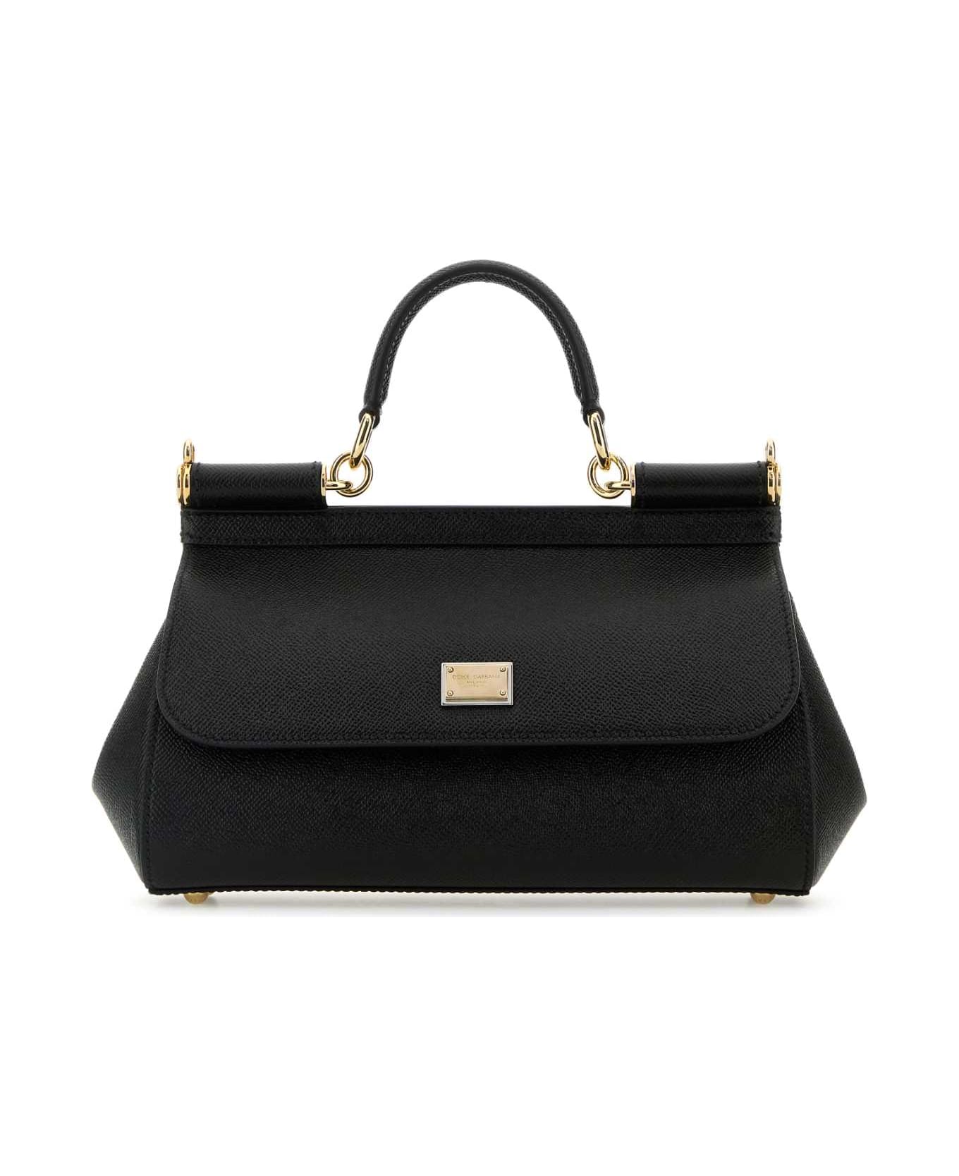 Dolce 
Gabbana Black Leather Medium Sicily Handbag - NERO