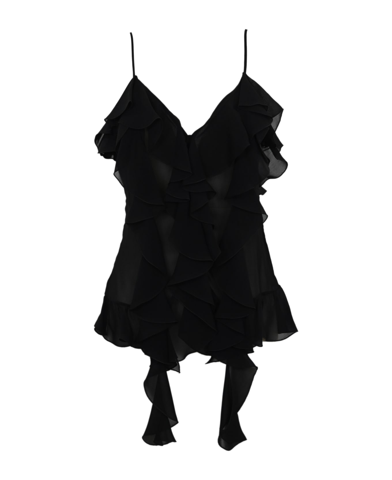Dondup Creponne Top With Ruffles - Nero