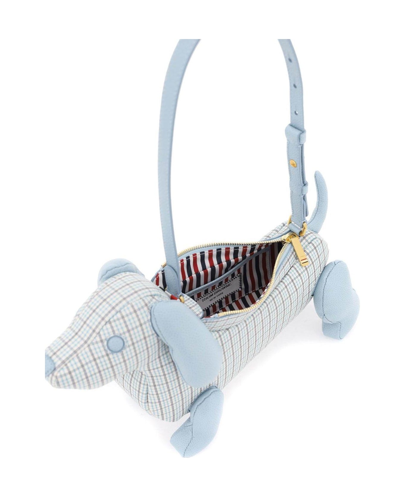 Thom Browne Hector Check-pattern Zipped Handbag - WHITE/BLUE