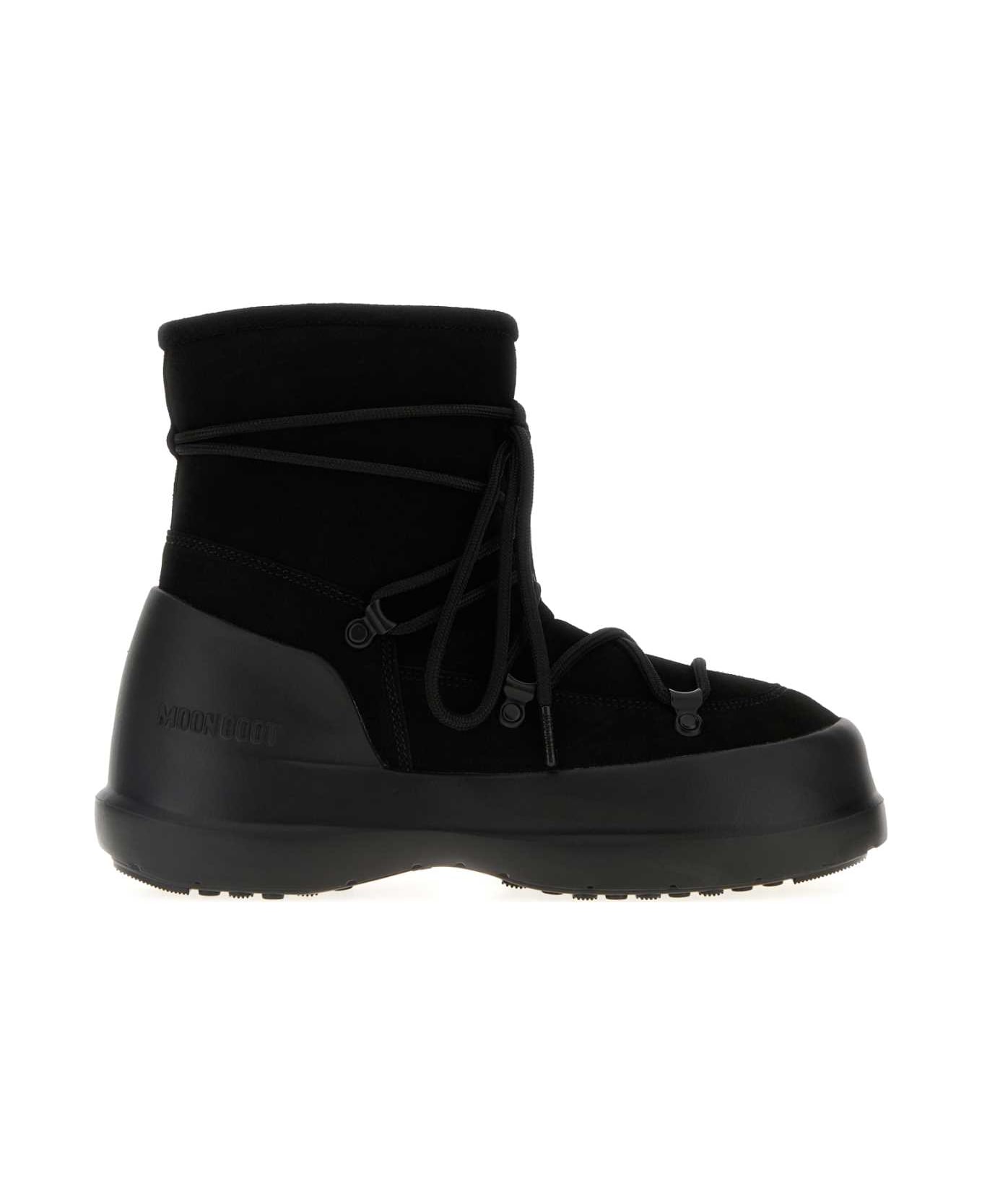 Moon Boot Black Suede Luna Ankle Boots - BLACK