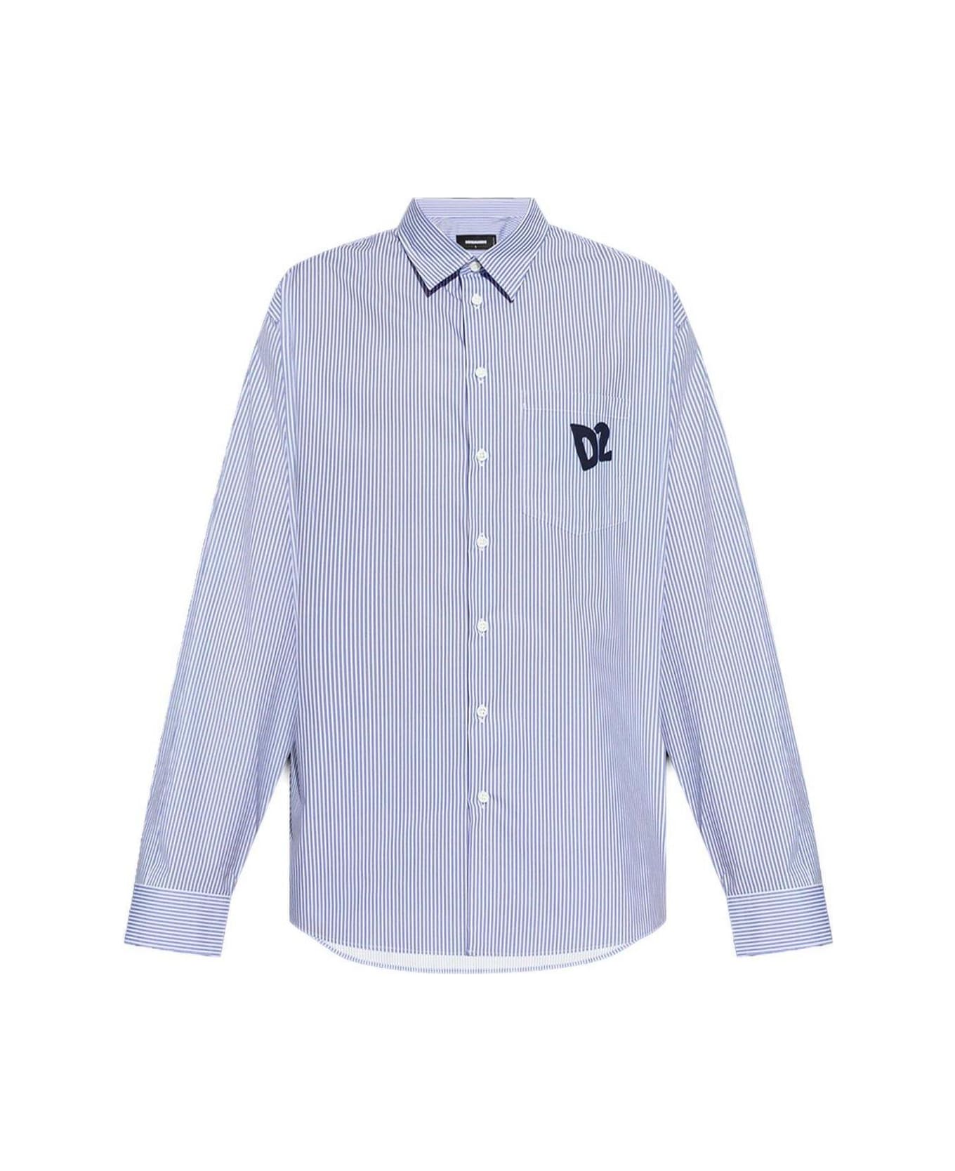 Dsquared2 Summer Lovers Oversized Pinstriped Shirt - BLUE/WHITE