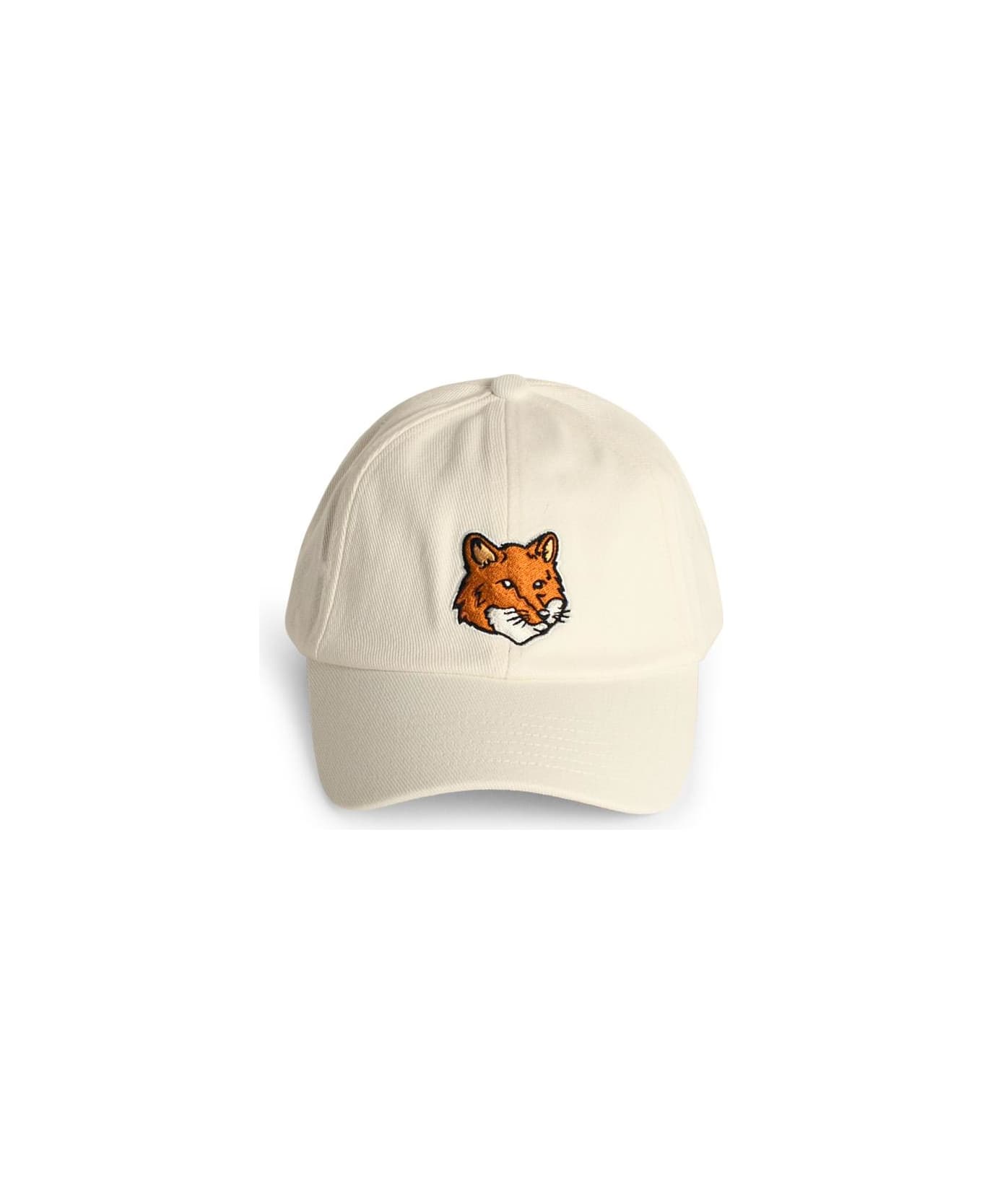 Maison Kitsuné White Cotton Cap - White