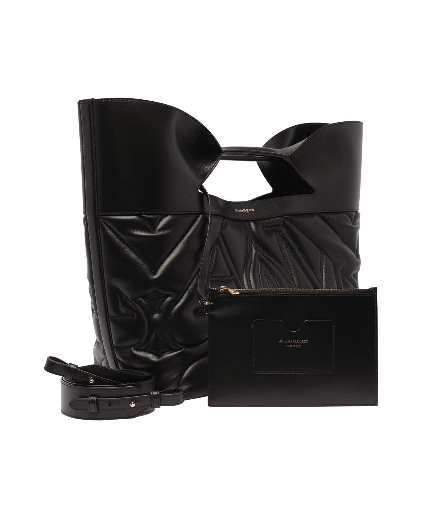 Alexander McQueen Large The Bow Bag In Quilted Black Leather - Nero