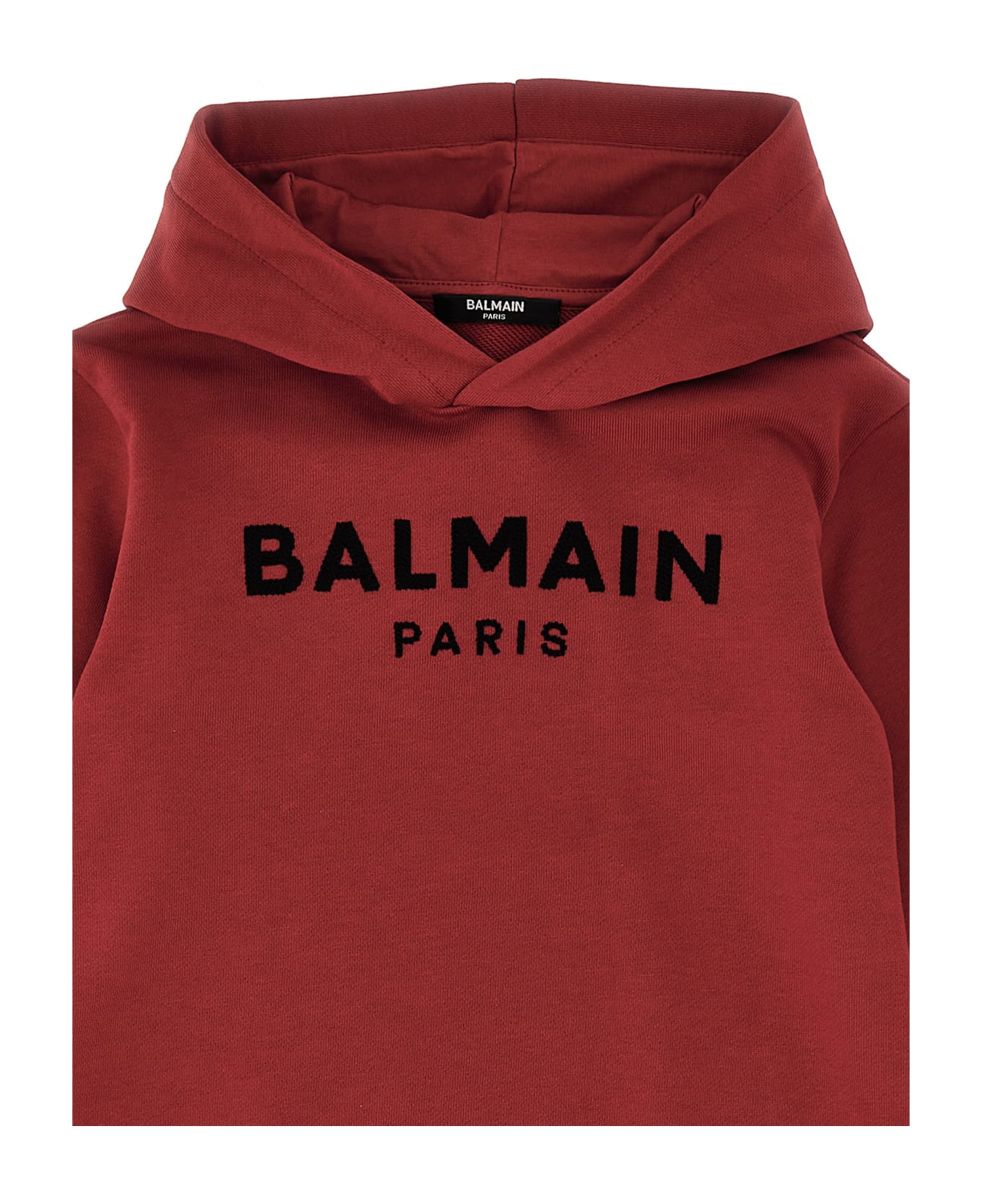 Balmain Logo Embroidery Hooded Dress - Bordeaux
