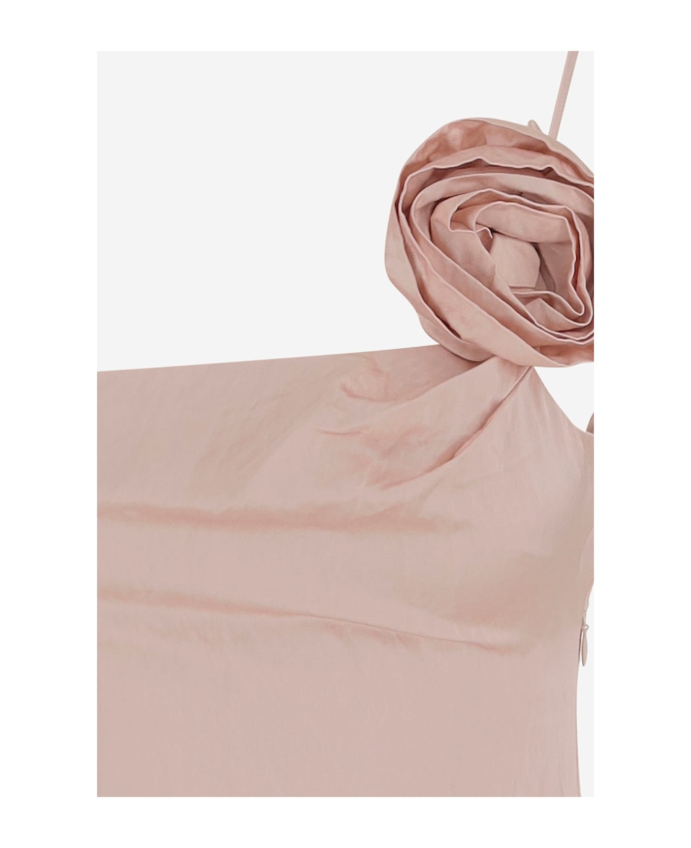 Blumarine Crinkled Satin Dress With 3d Rose - ROSA /NERO