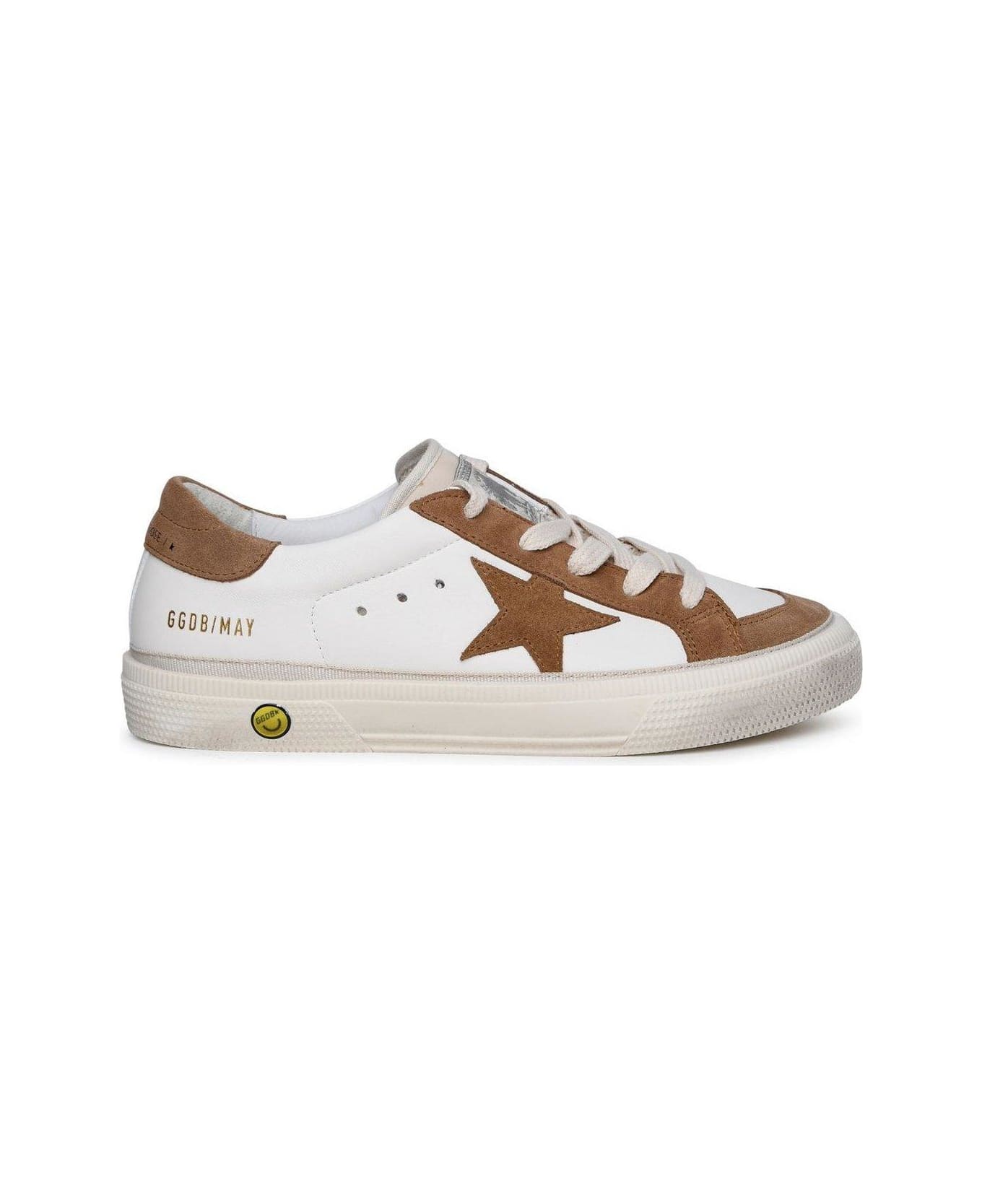 Golden Goose May Star Distressed-effect Low-top Sneakers - Bianco/marrone