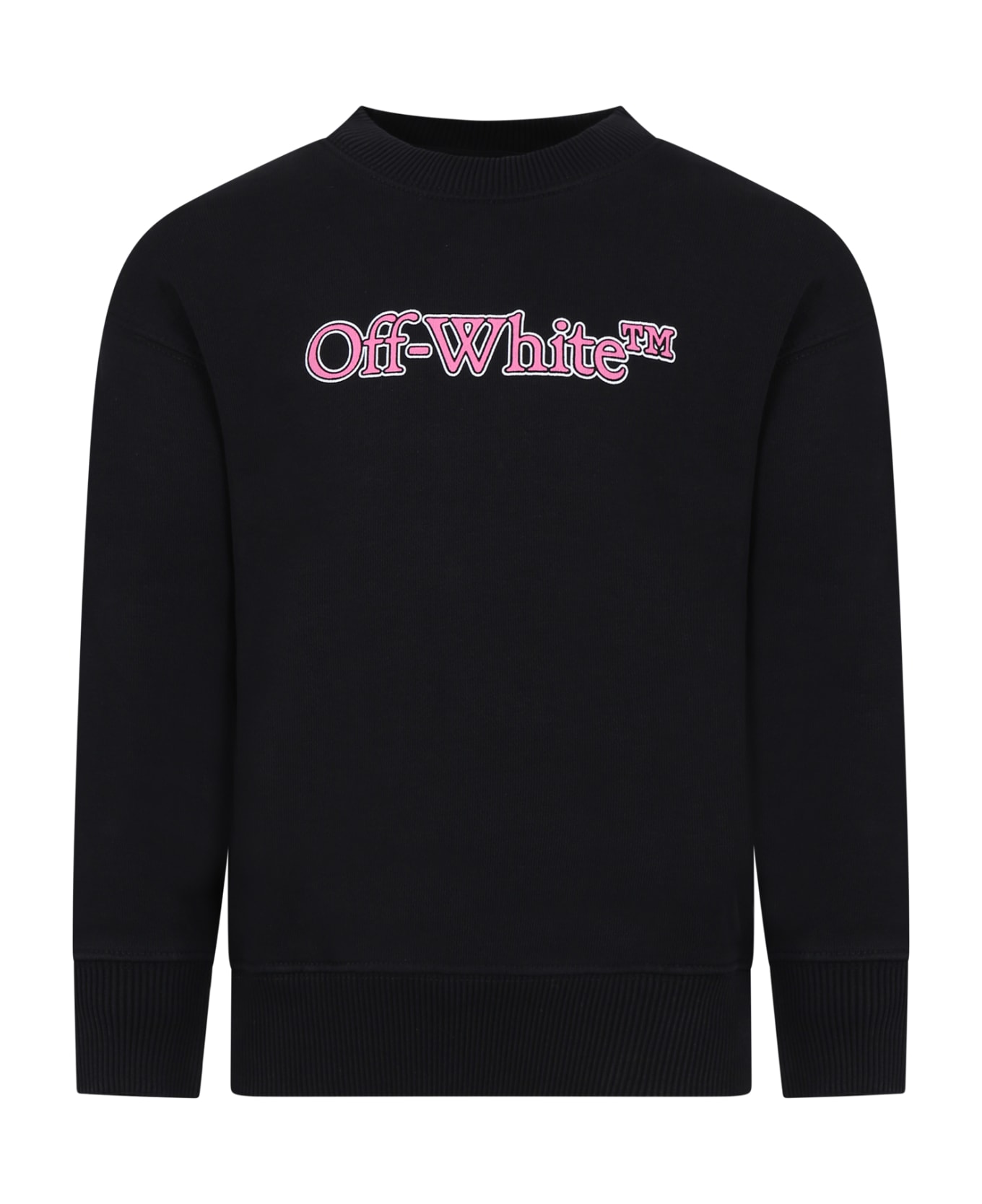 Off-White Black Sweatshirt For Girl With Logo - Black ニットウェア＆スウェットシャツ