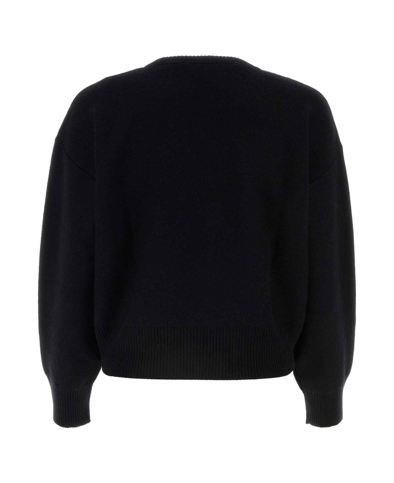 Versace Black Wool Blend Oversize Sweater - BLACK