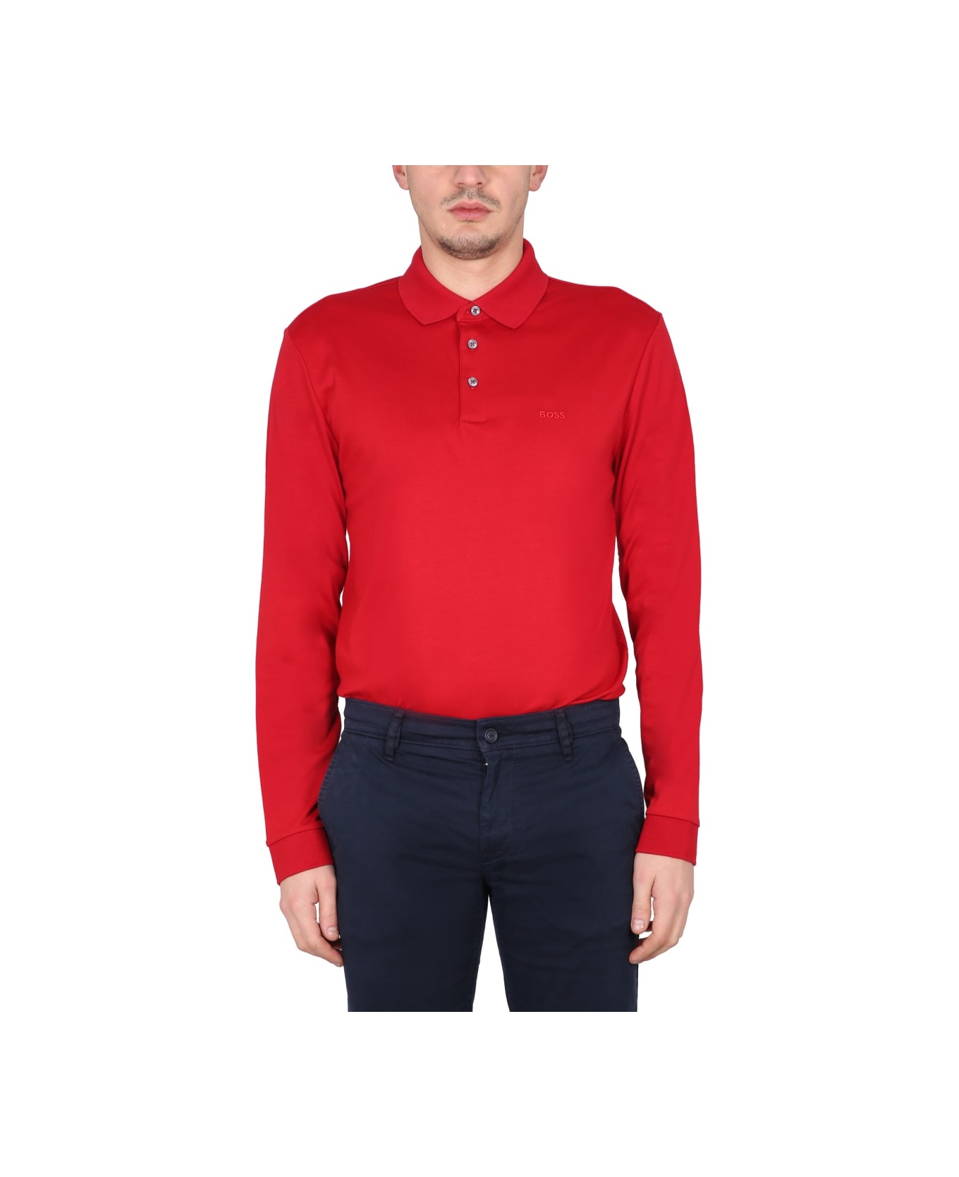 Hugo Boss Polo With Logo Embroidery - RED