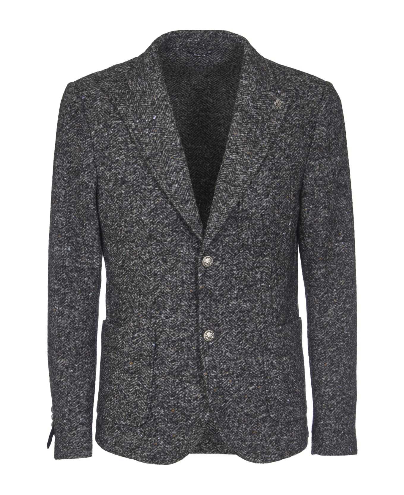 Daniele Alessandrini Patched Pocket Tweed Blazer - Grey
