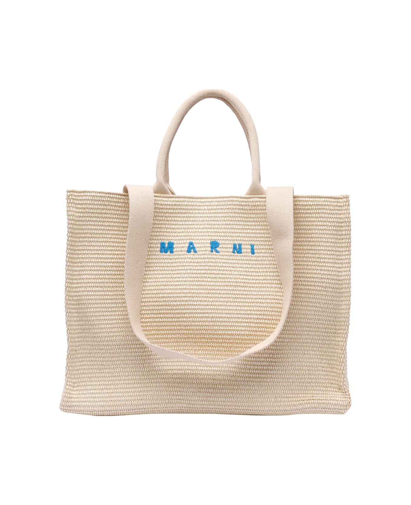 Marni Fabric Rafia Effect Shopping Bag - White