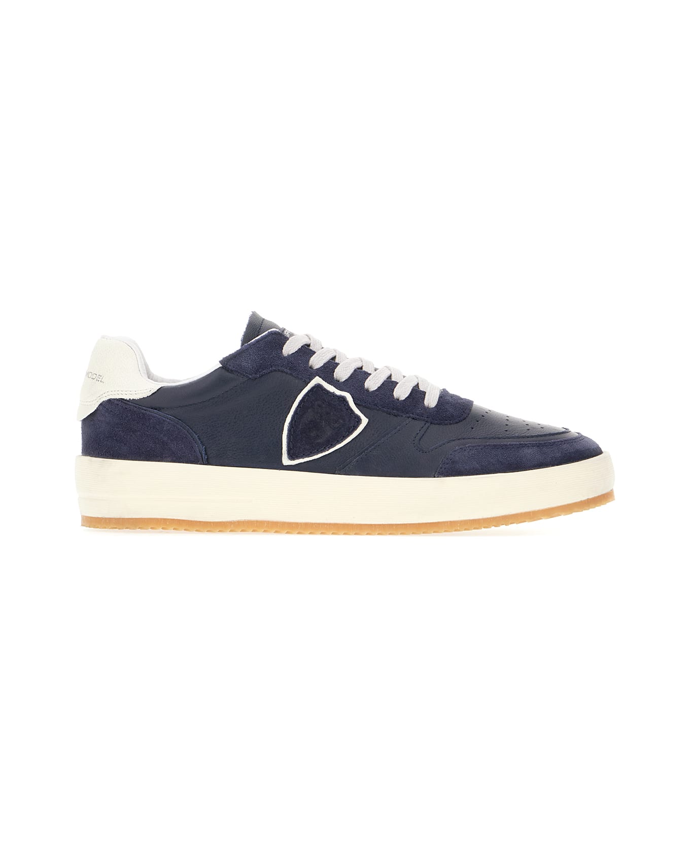 Philippe Model Blue Leather And Suede Nice Low Sneakers - Blu