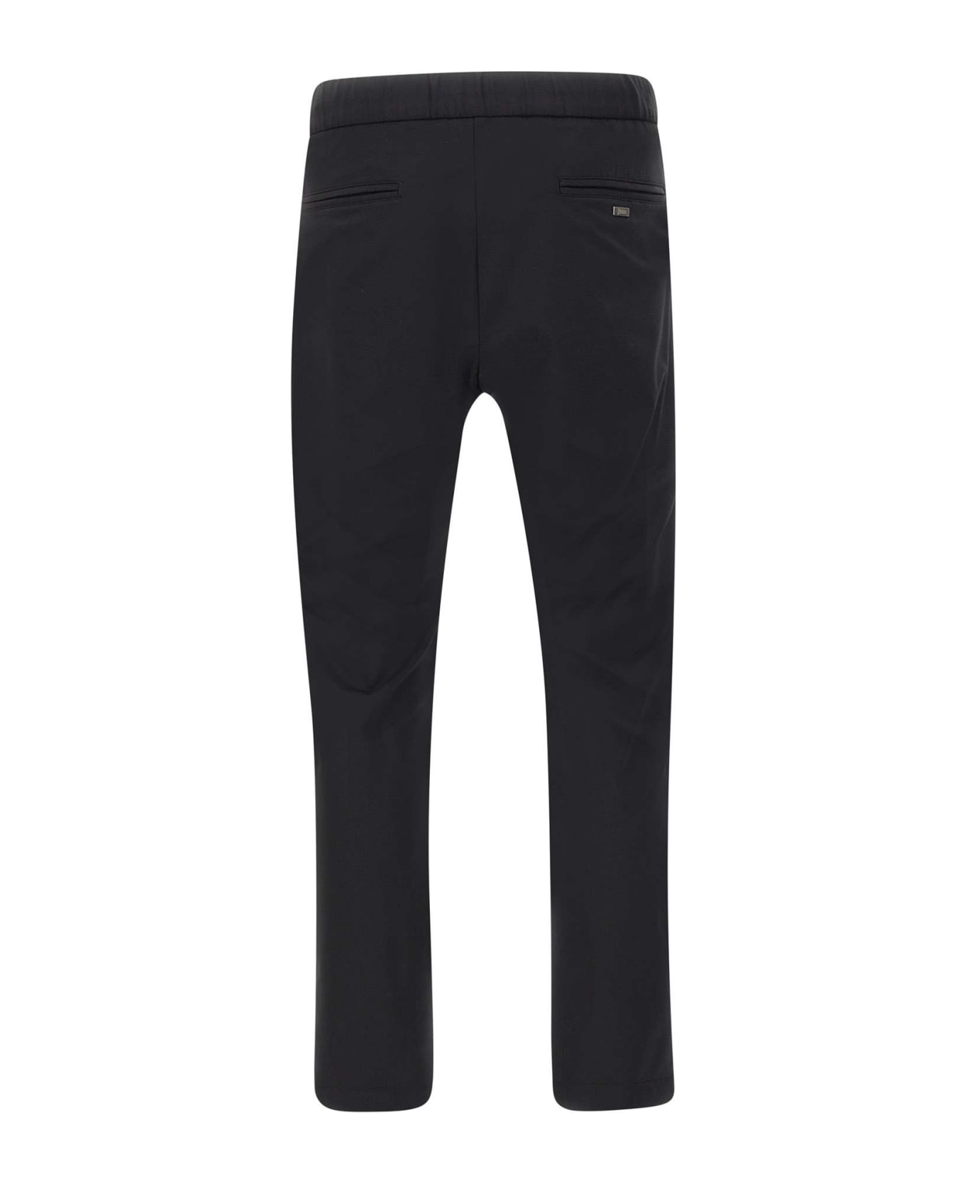 Herno Bi-stretch Tricot Jersey Trousers - BLACK