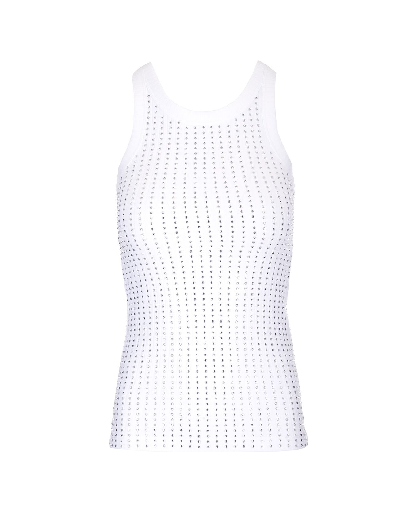 The Attico Black Tank Top With Strass - White