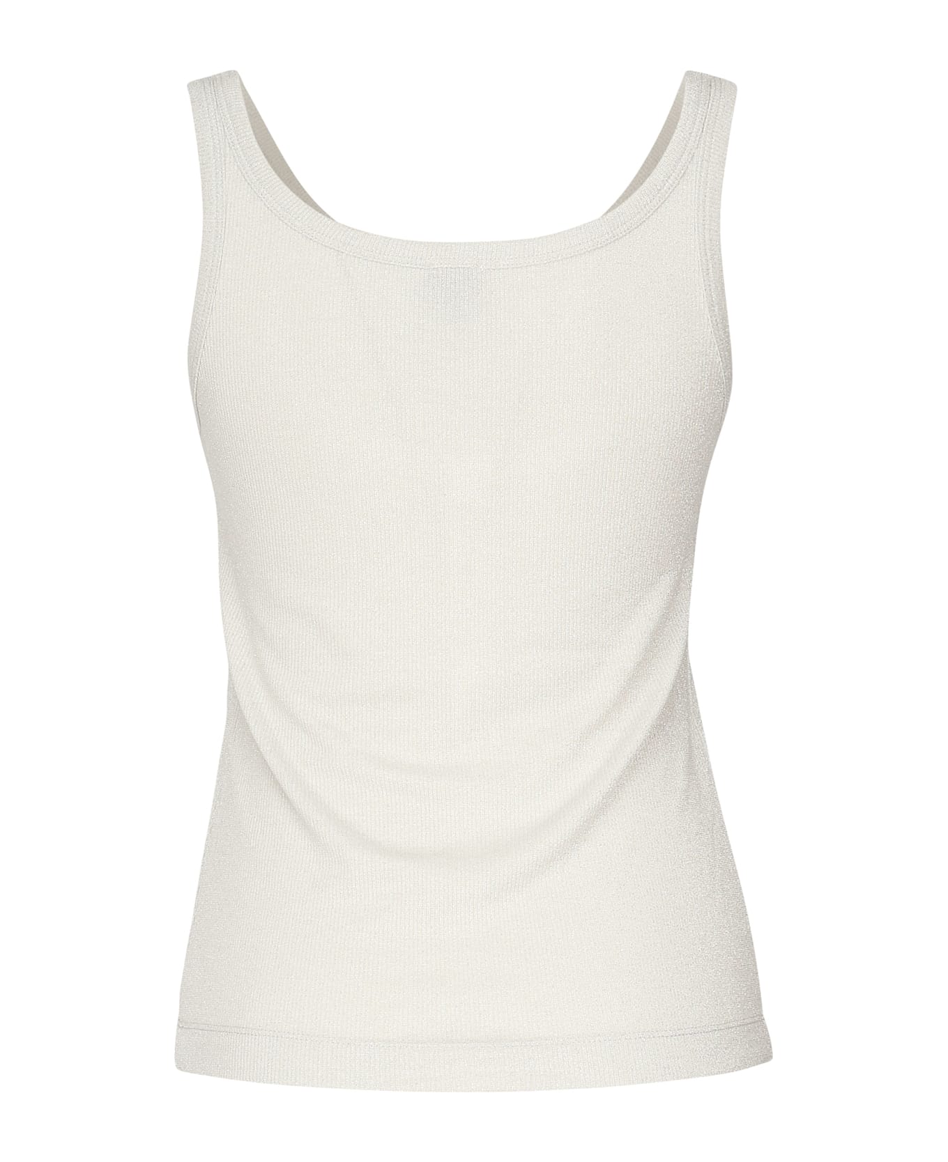 Pinko Metallic Knit Camisole Top With Buttons Pinko - White