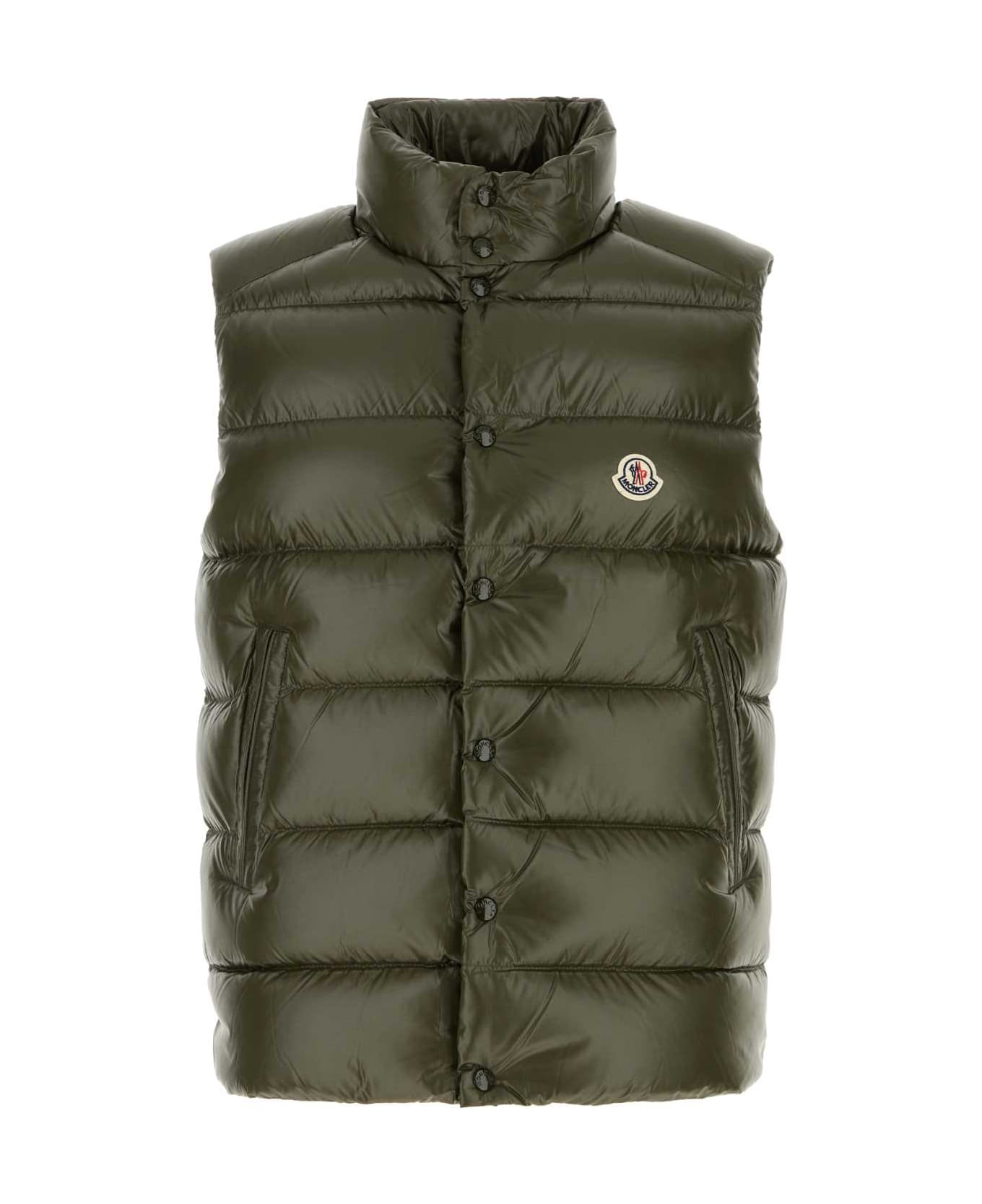 Moncler Khaki Nylon Tibb Sleeveless Down Jacket - 833