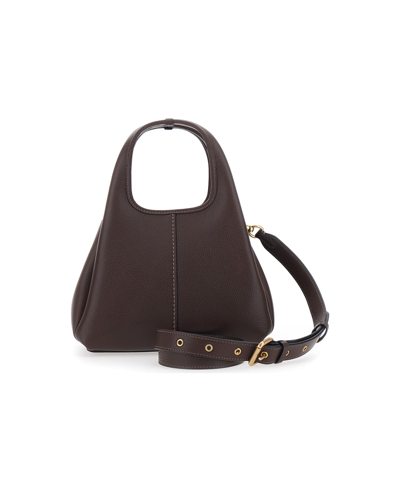 Coach 'lana' Brown Crossbody Bag With Metallic Logo Plate And Contrast Stitching In Leather Woman - Brown