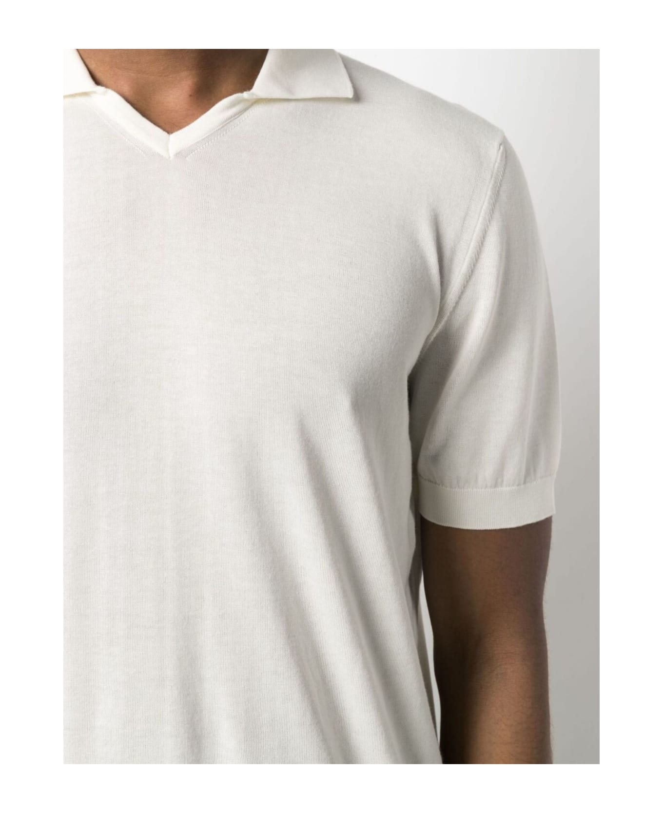 Drumohr Ivory White Cotton T-shirt - White