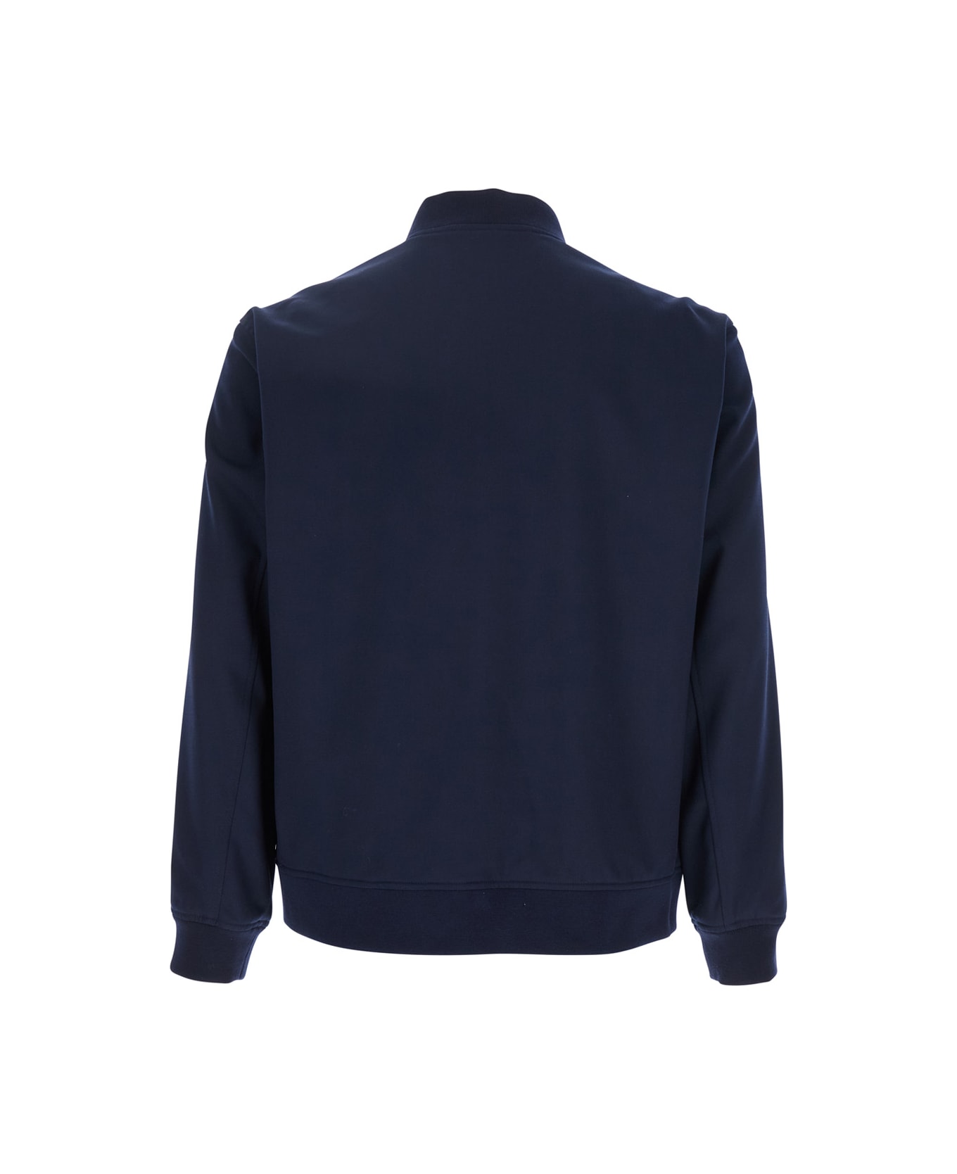 Theory Blue Bomber Jacket With Snap Button Closure In Wool Blend Man - Blu