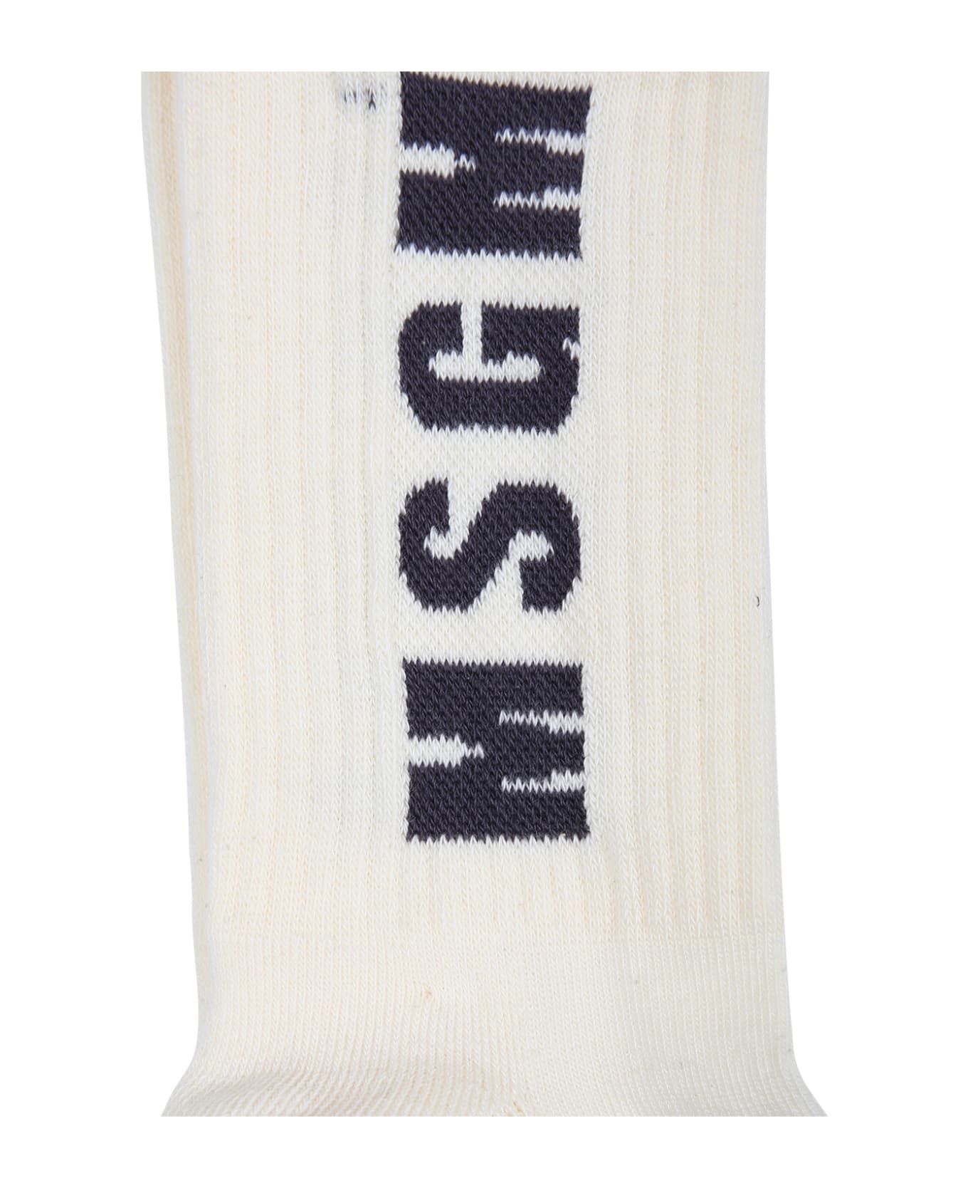 MSGM Ivory Socks For Kids With Logo - Ivory